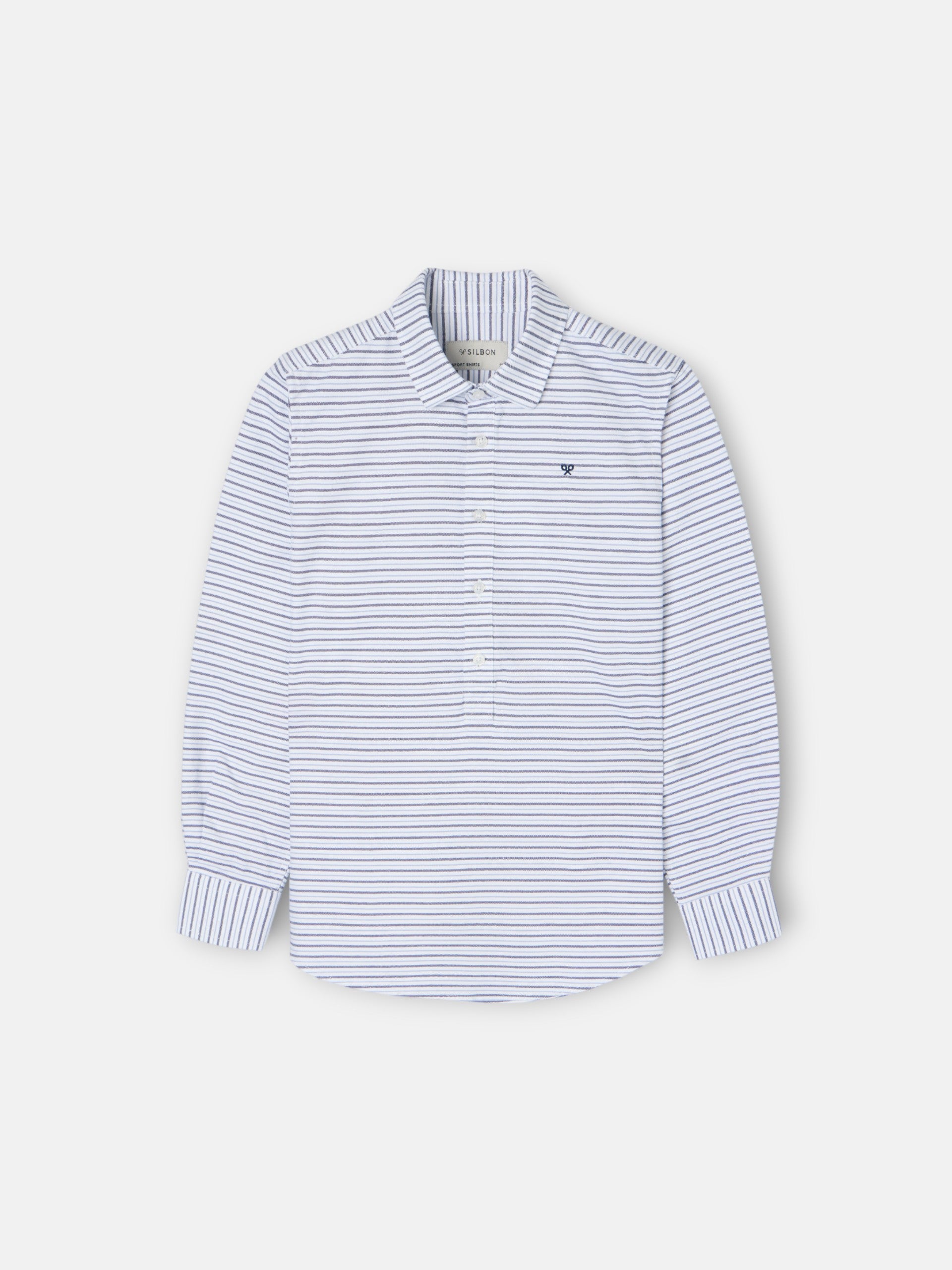 Polera sport kids oxford raya crema azul marino
