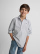 Polera sport kids oxford raya crema azul marino