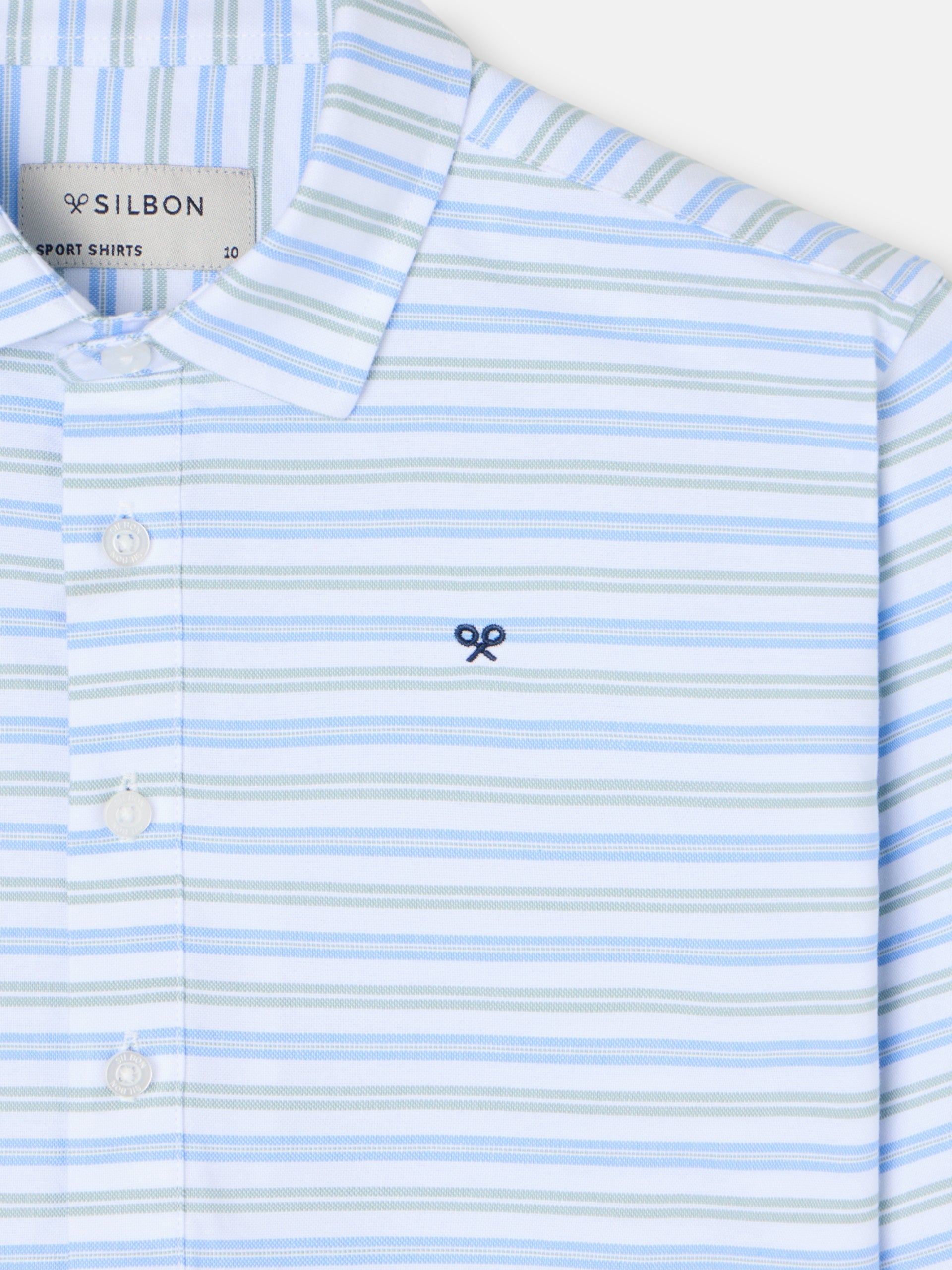 Polera sport kids oxford raya verde azul