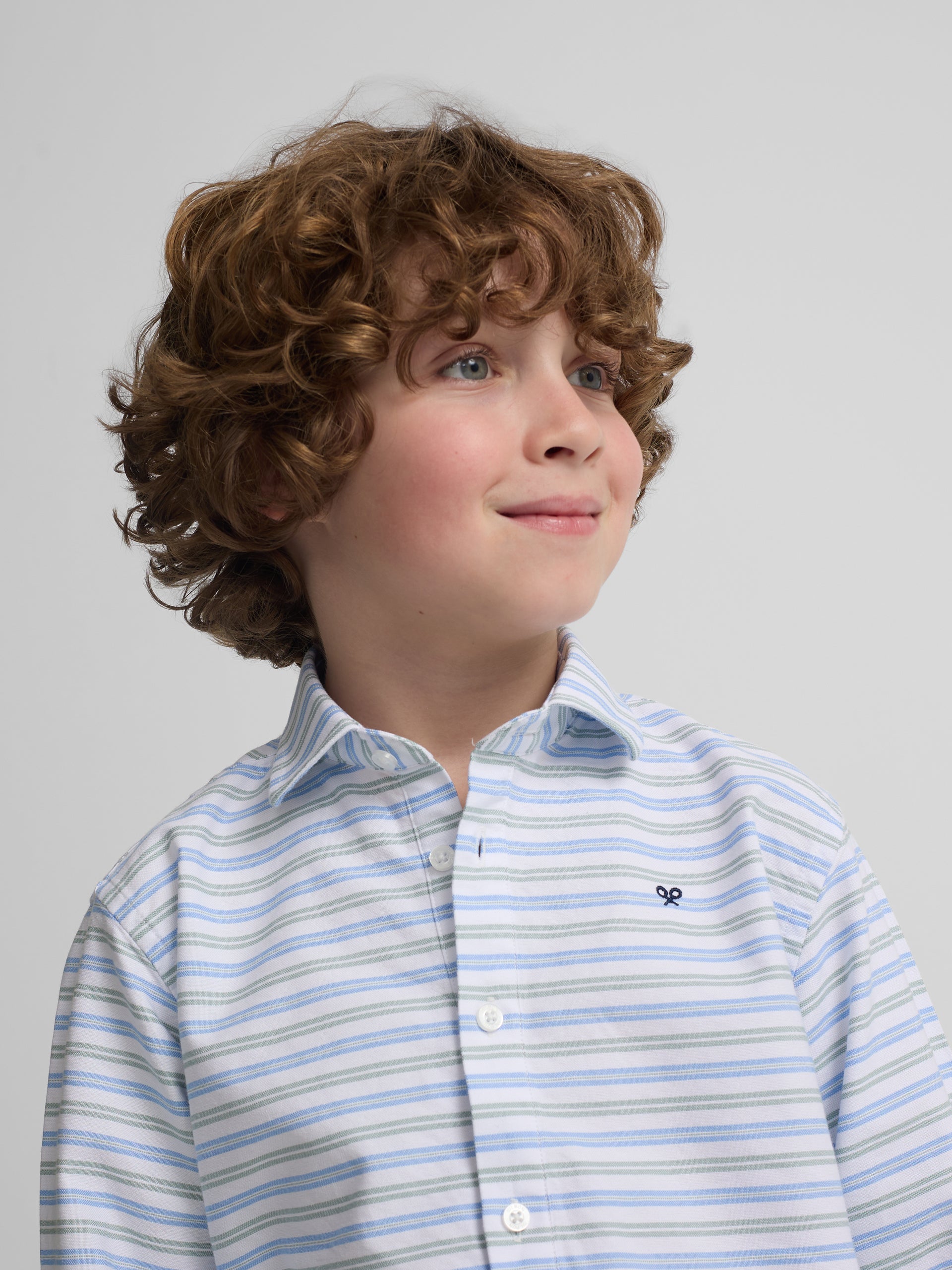 Polera sport kids oxford raya verde azul