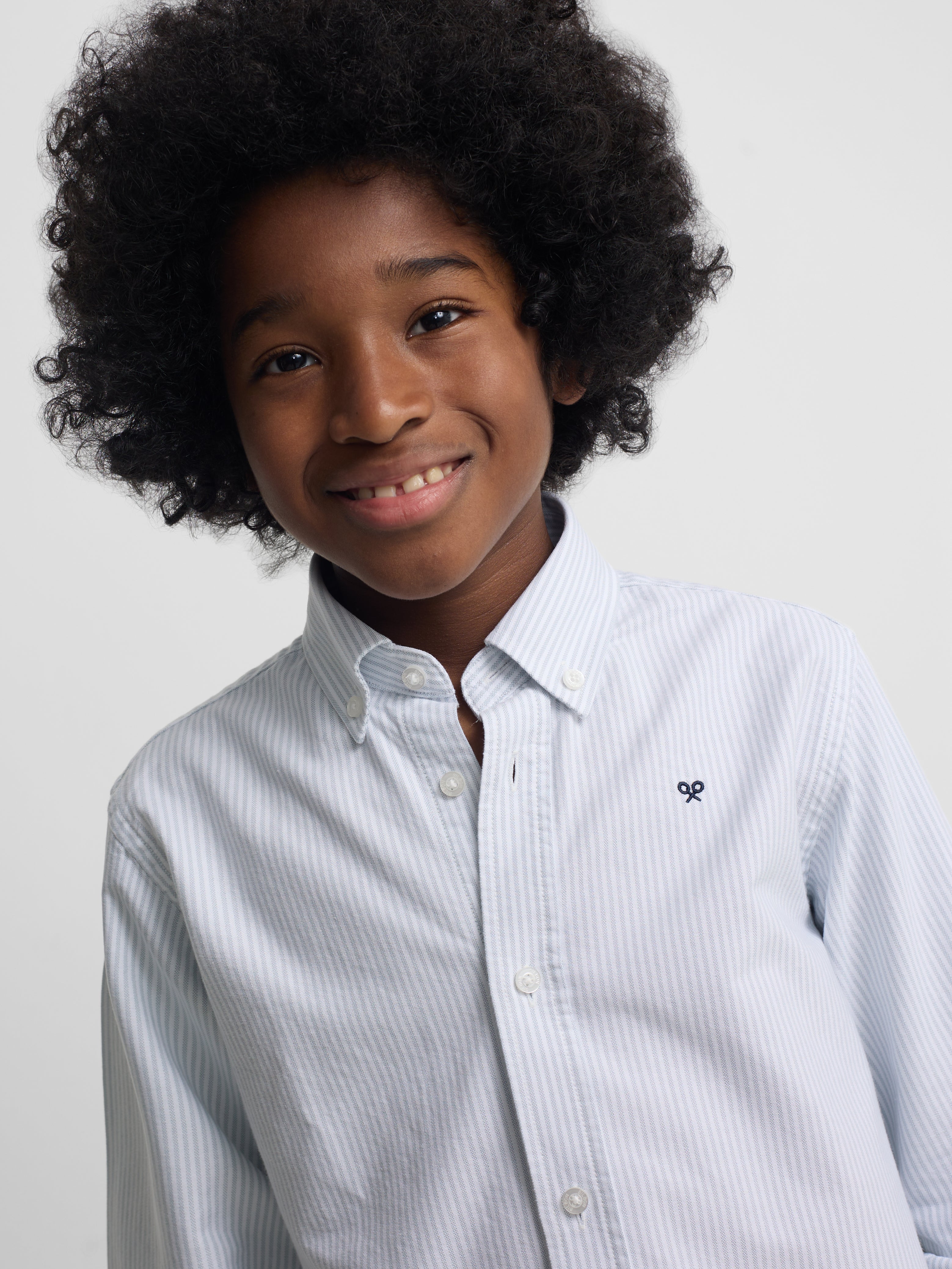 Kids' sport shirt green oxford stripes