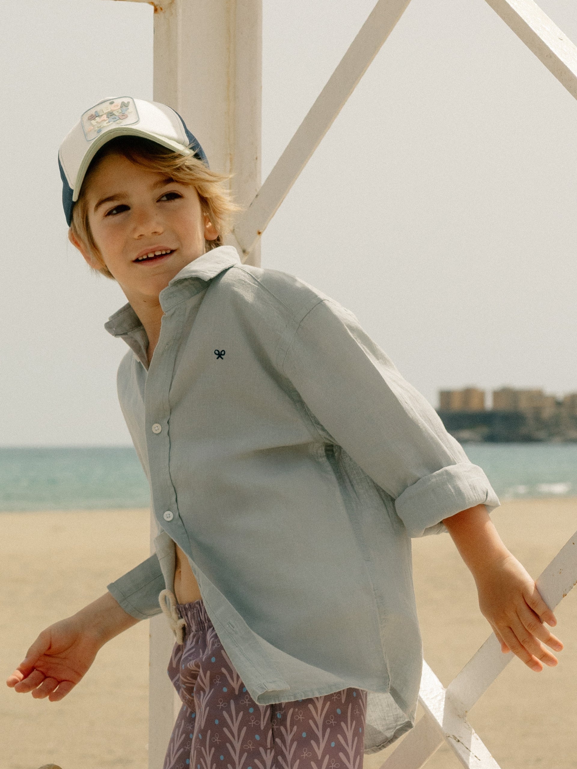 Camisa sport kids lino verde