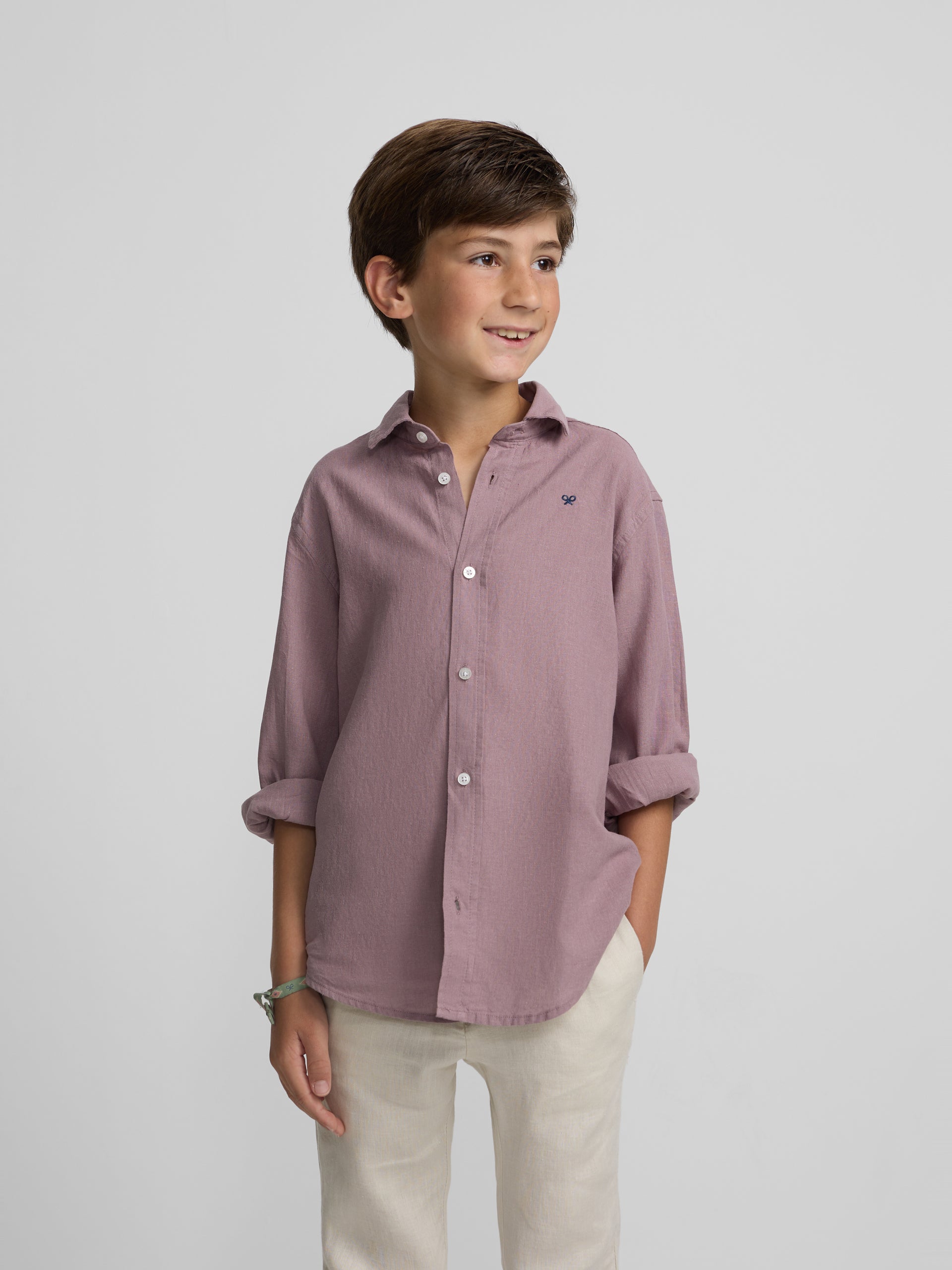 Camisa sport kids lino burdeos