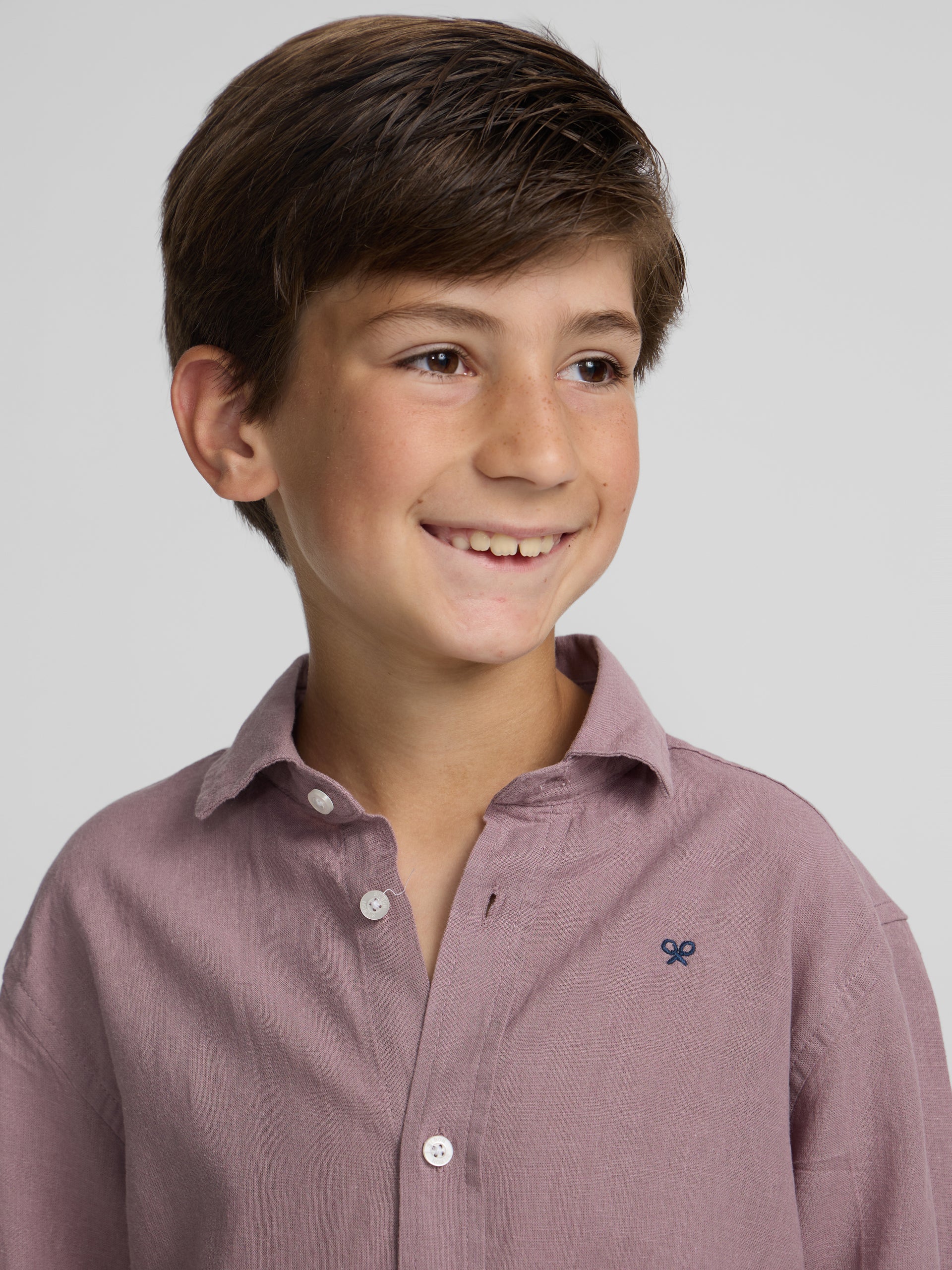 Camisa sport kids lino burdeos