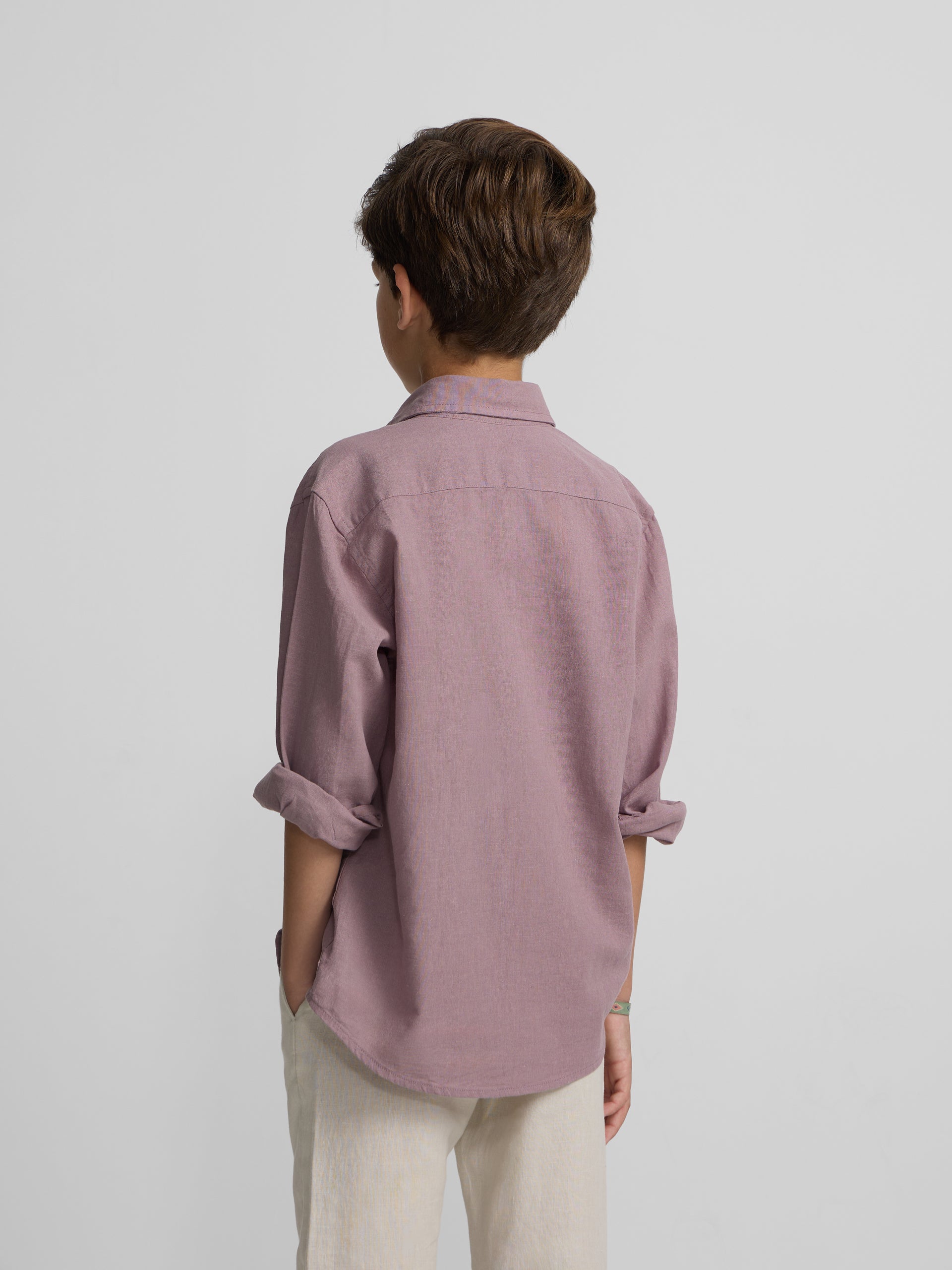 Camisa sport kids lino burdeos