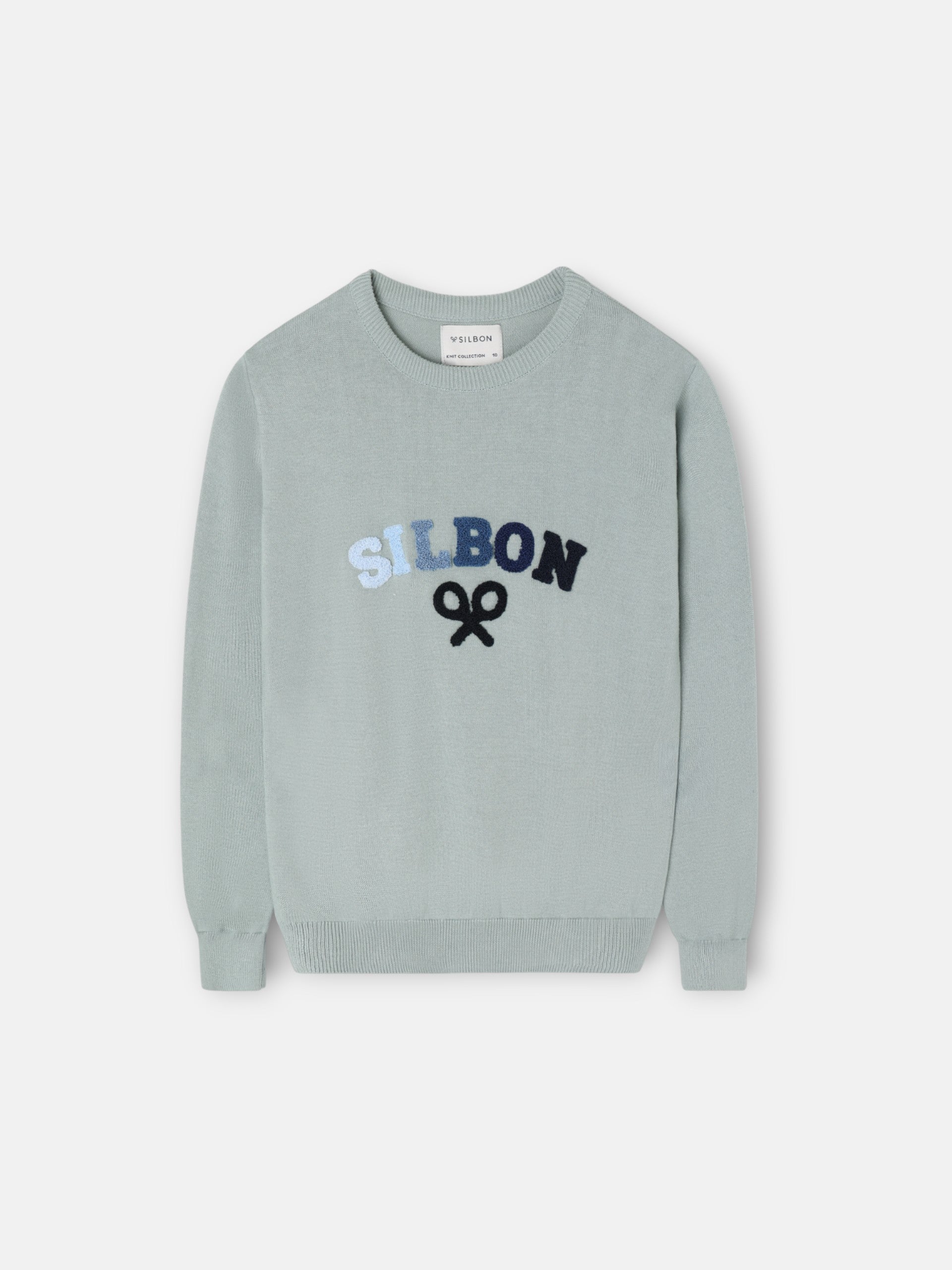 Kids sweater with colored letters in green
