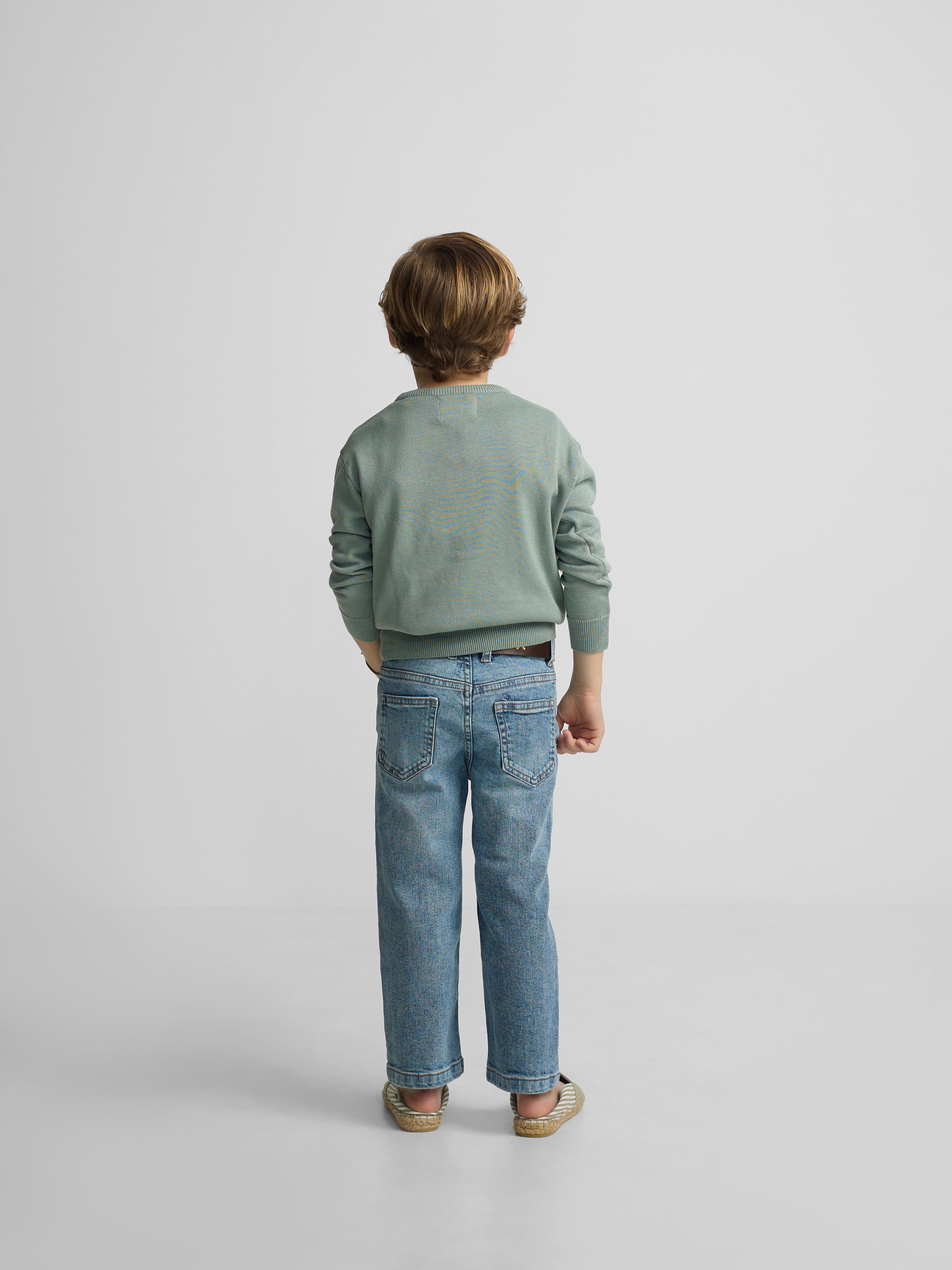 Kids sweater with colored letters in green