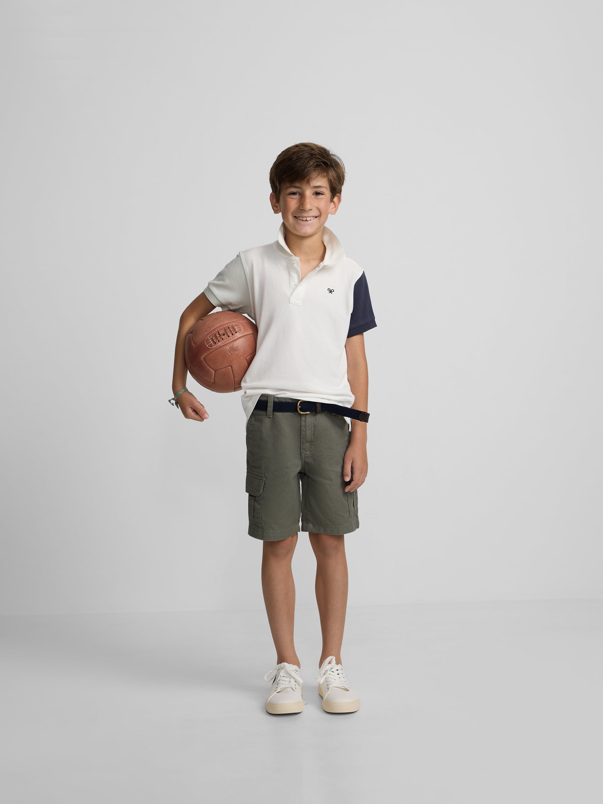 Polo infantil tricolor branco