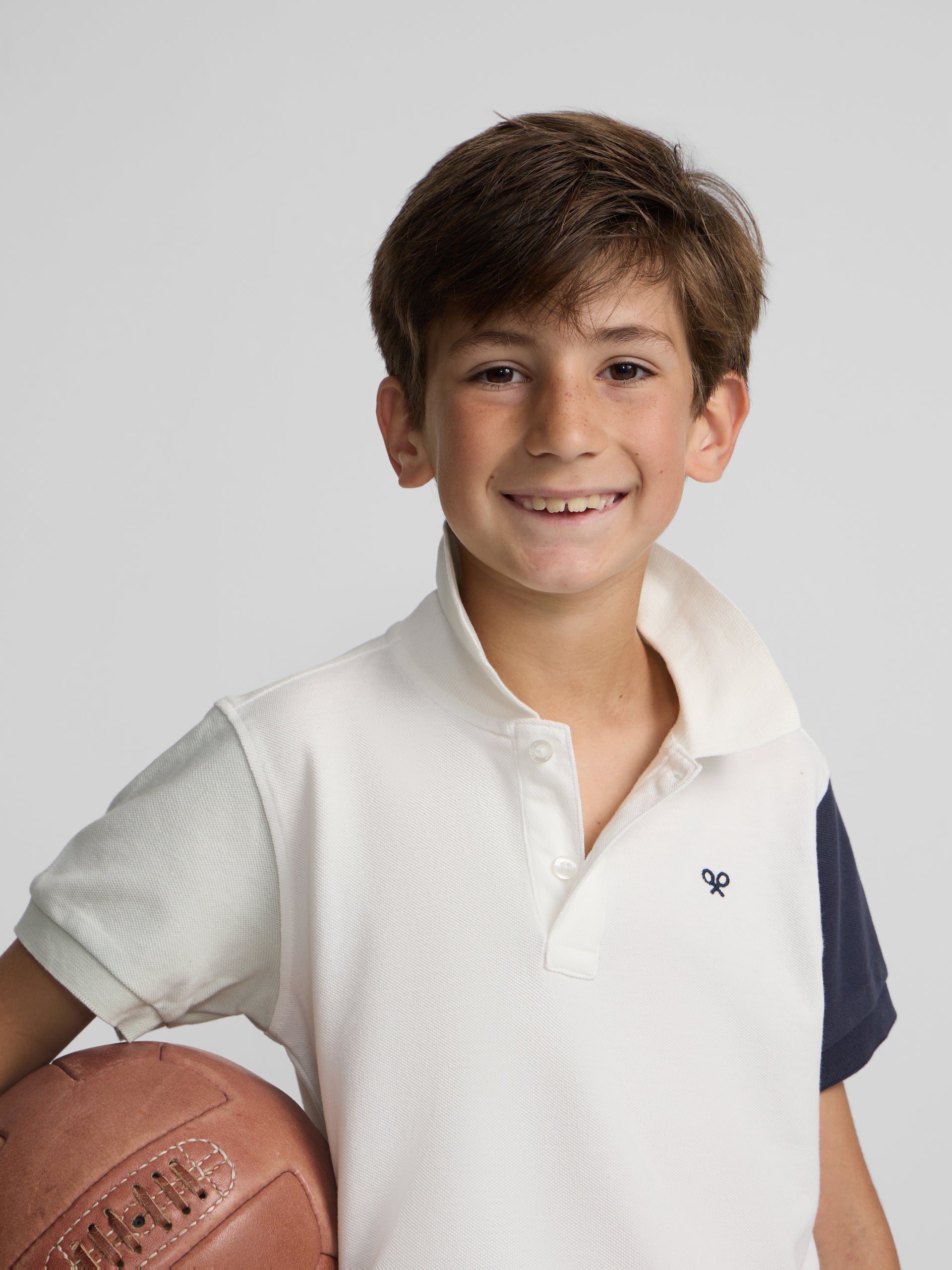 Polo infantil tricolor branco