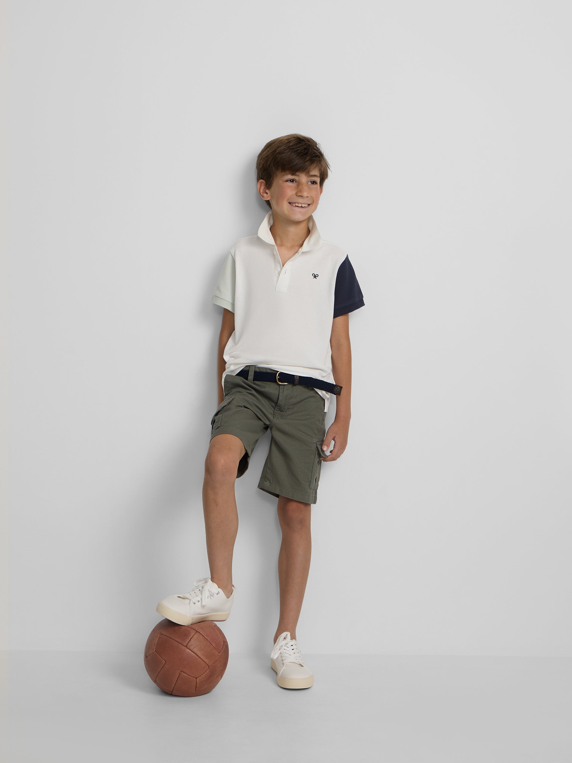 Polo infantil tricolor branco