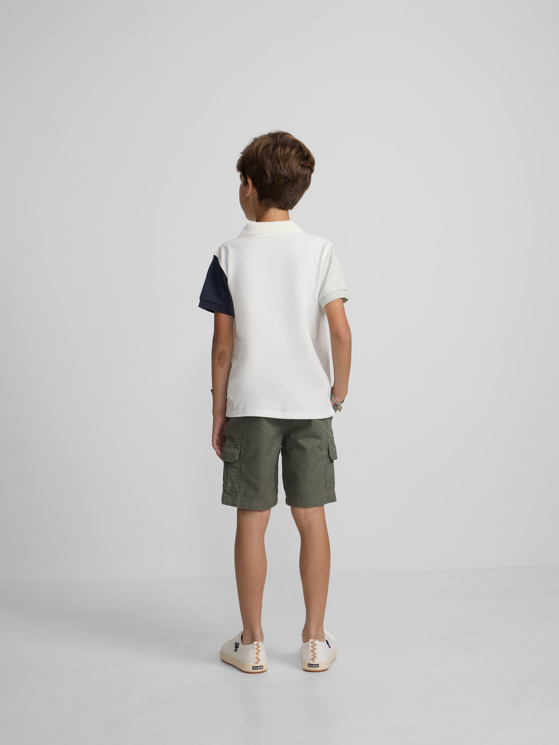 Polo infantil tricolor branco