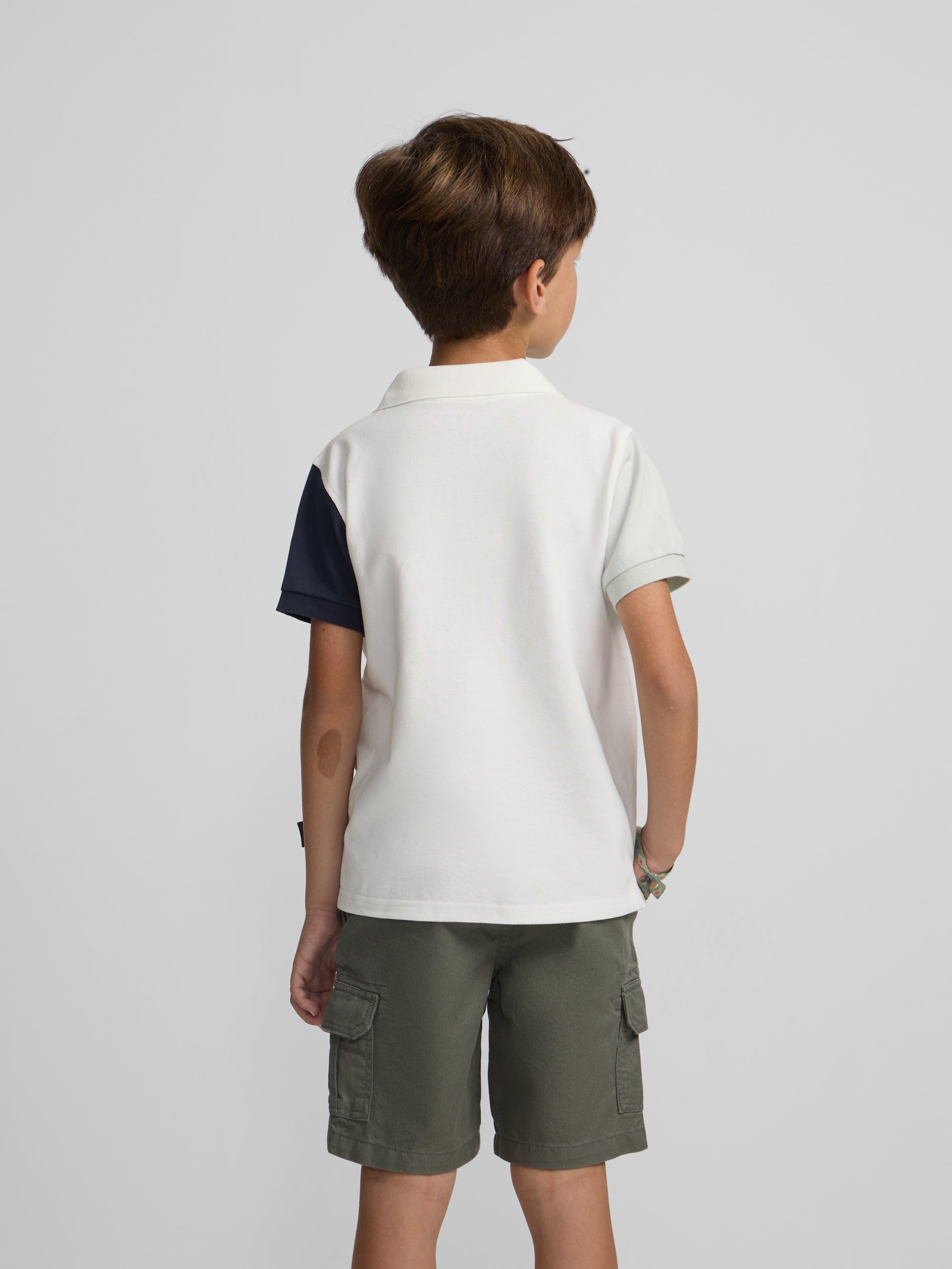 Polo infantil tricolor branco