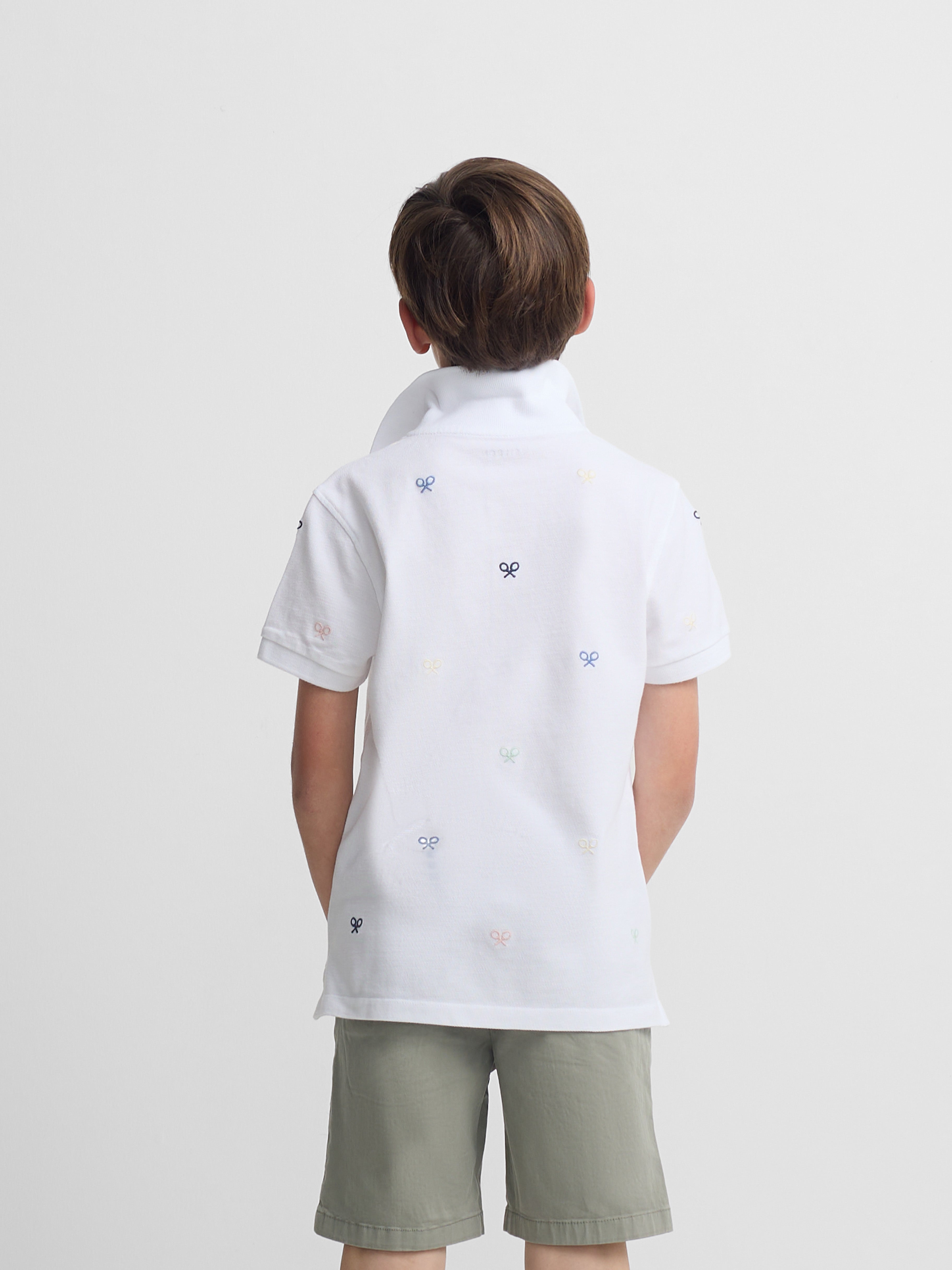 Kids multiracket polo shirt in white colors