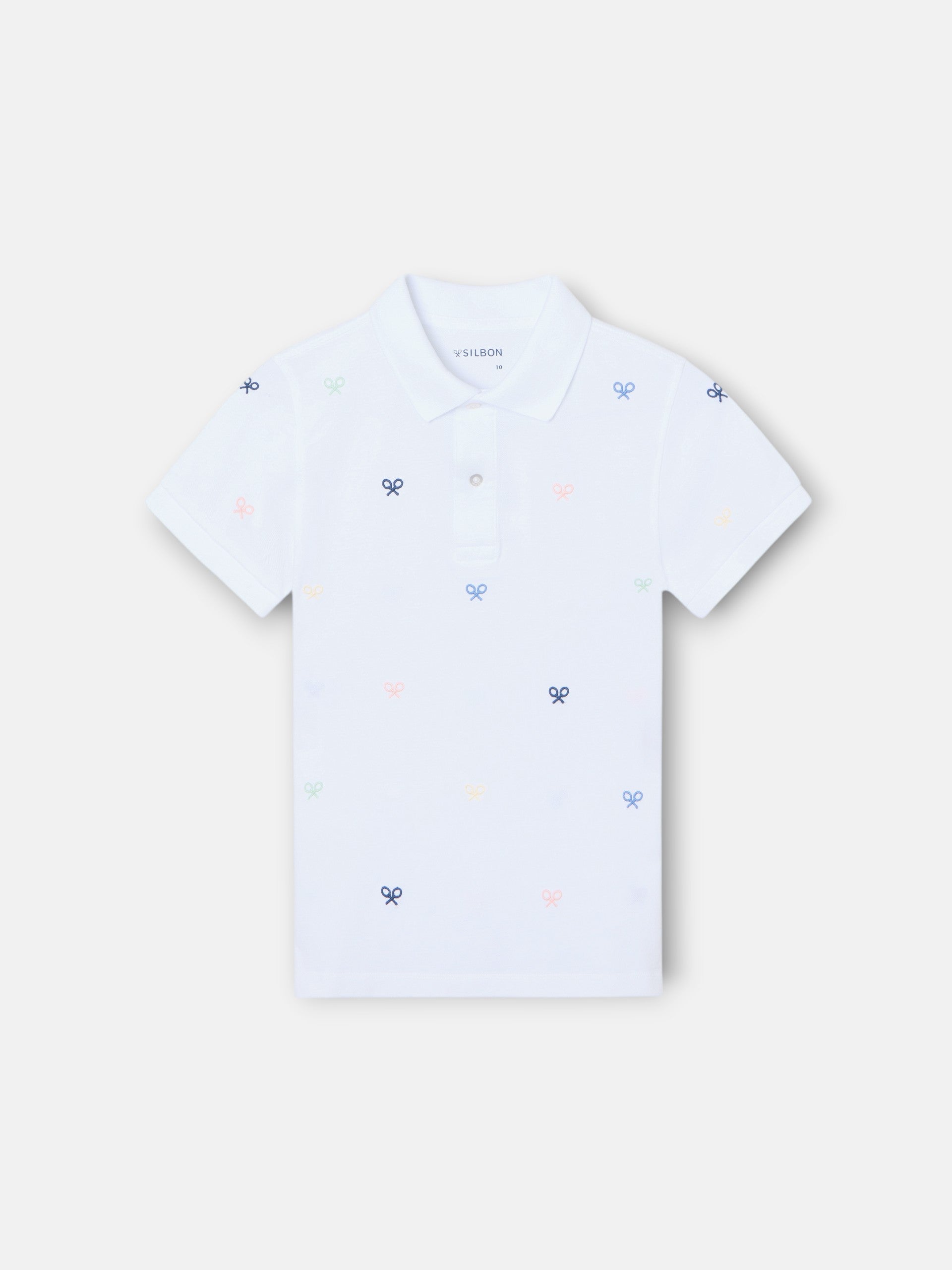Kids multiracket polo shirt in white colors