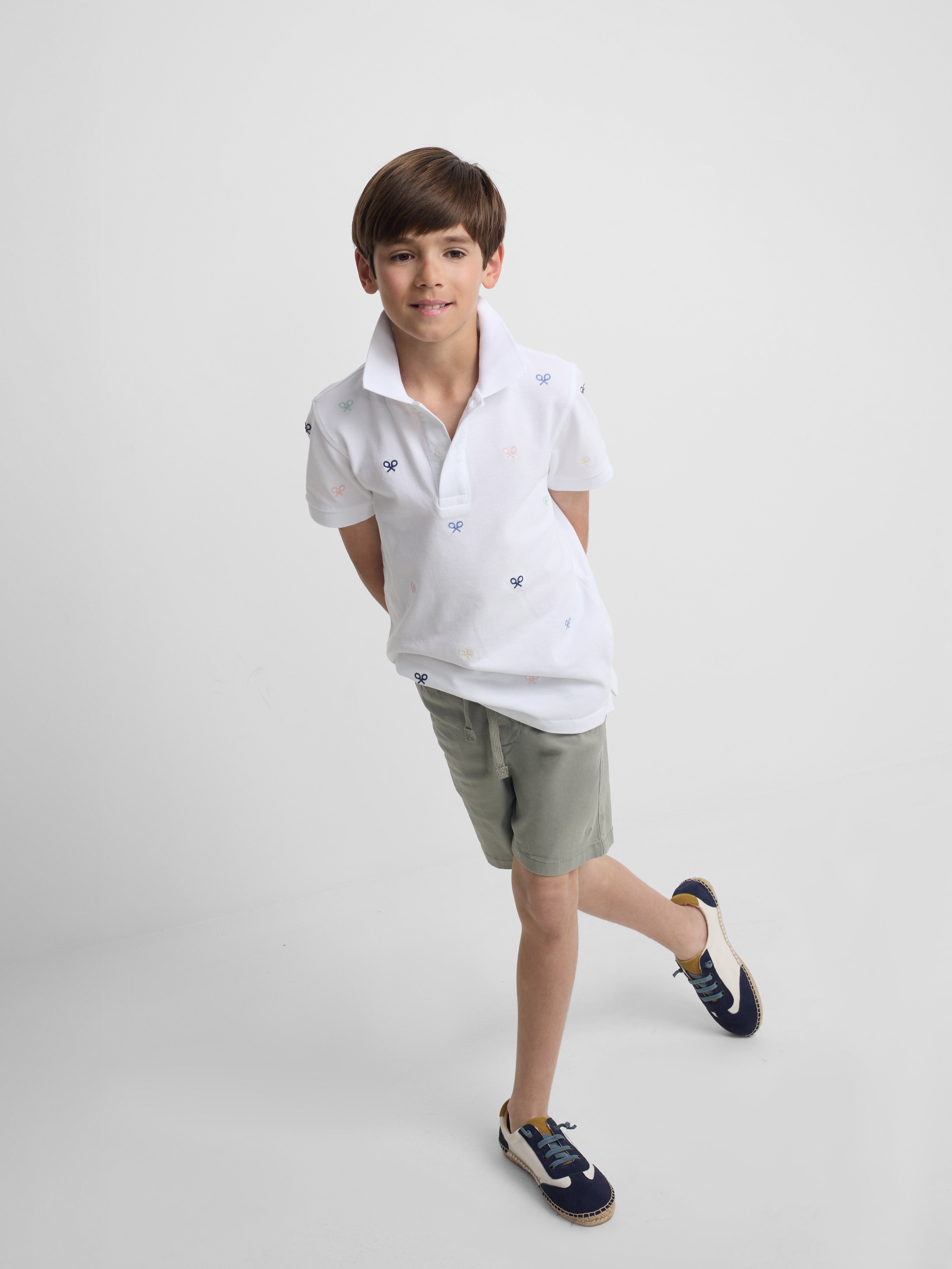 Kids multiracket polo shirt in white colors