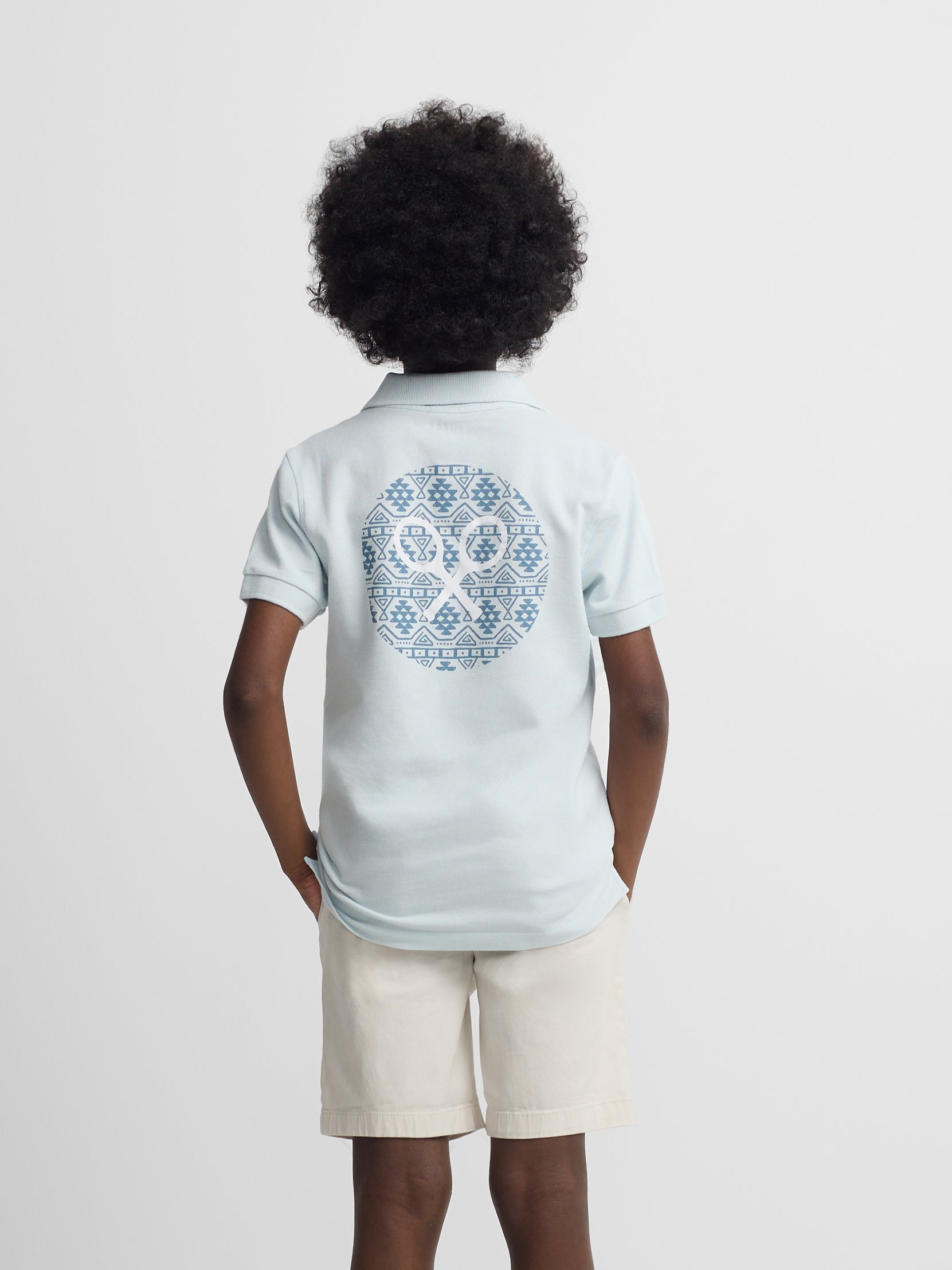 Polo kids raqueta etnica azul