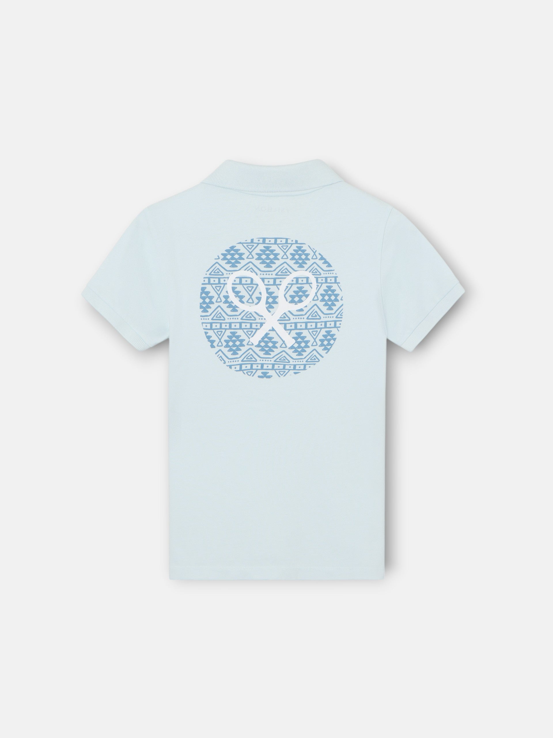 Polo kids raqueta etnica azul