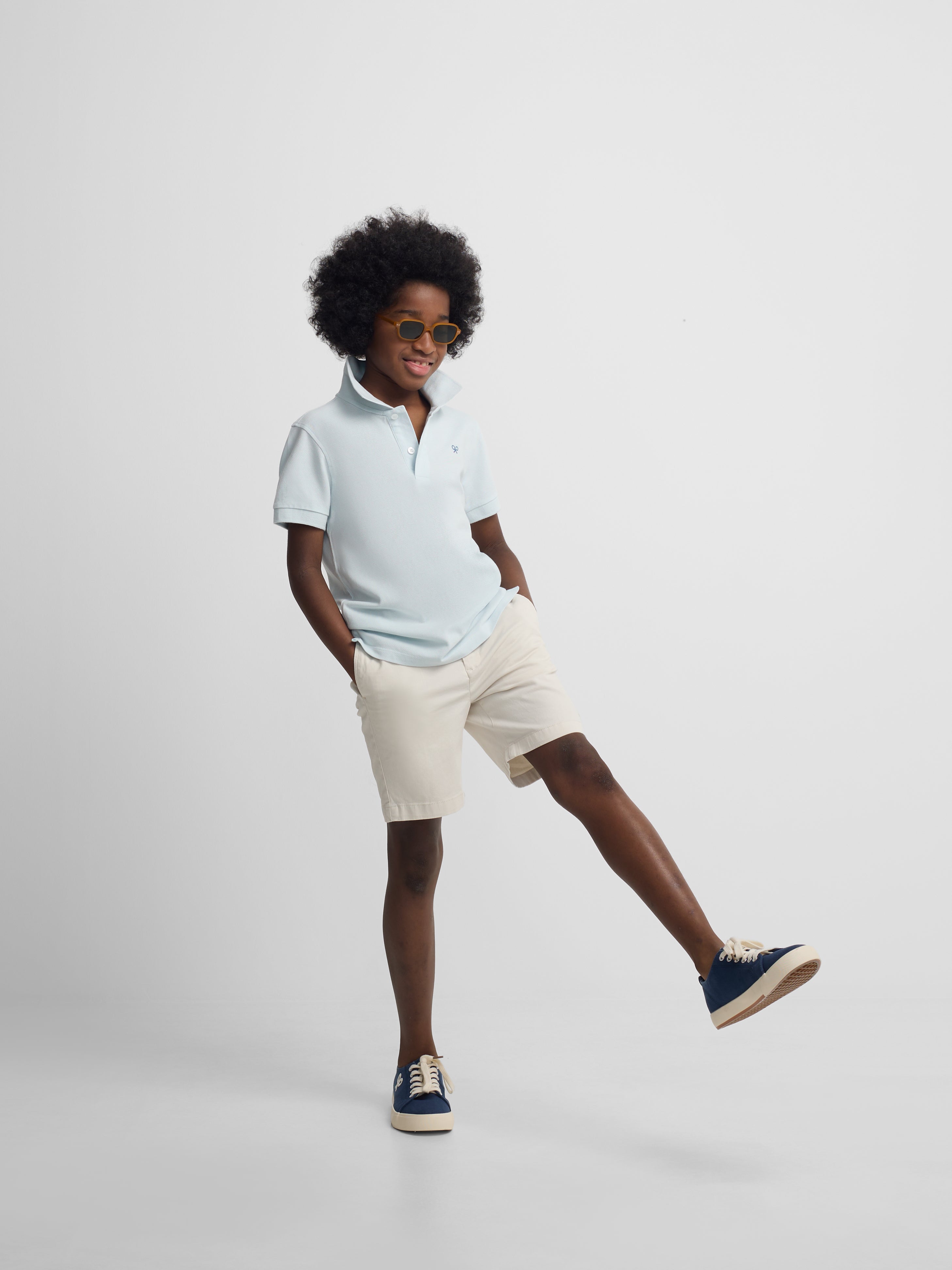 Polo kids raqueta etnica azul