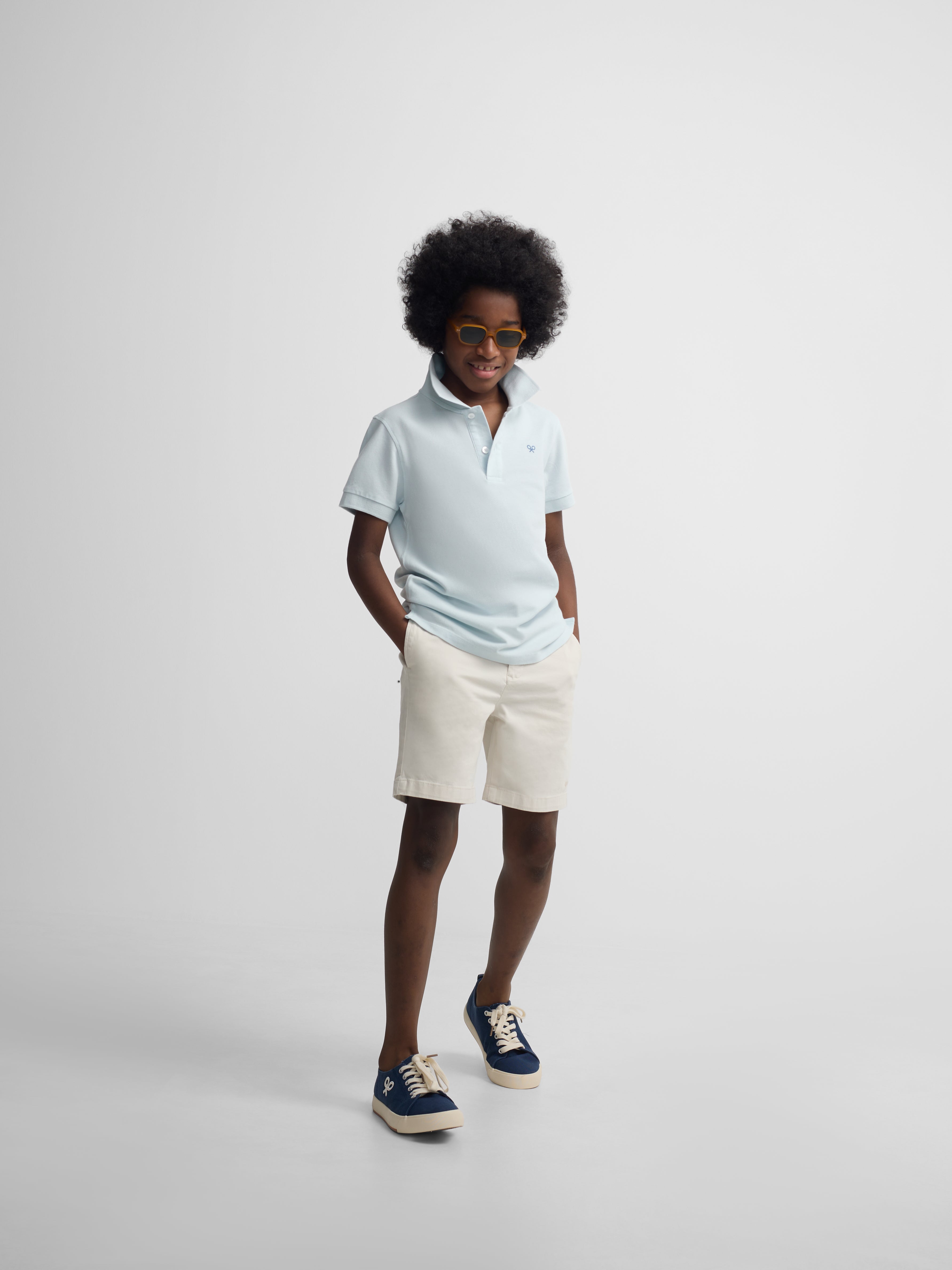 Polo kids raqueta etnica azul