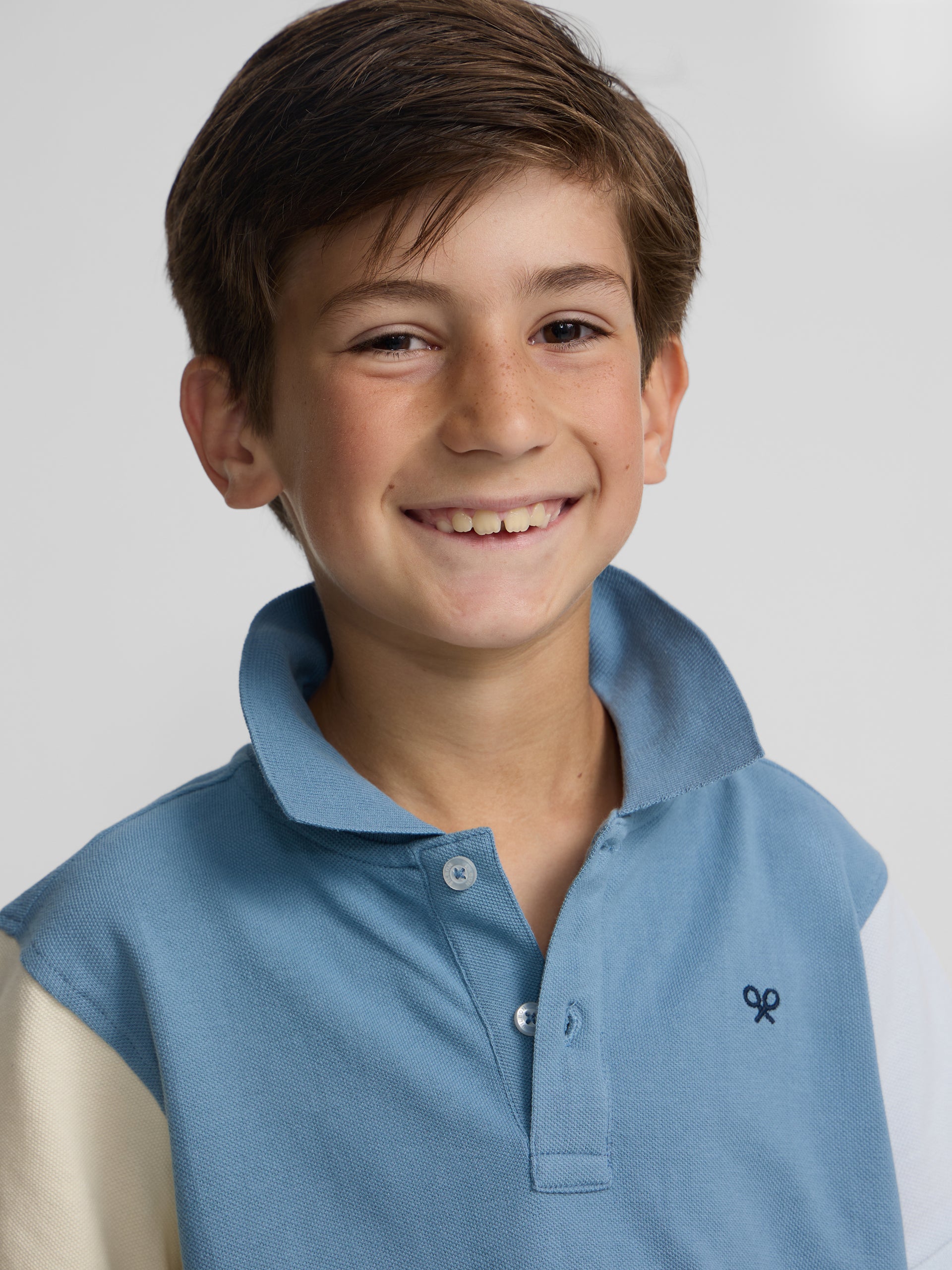 Polo enfant tricolore bleu