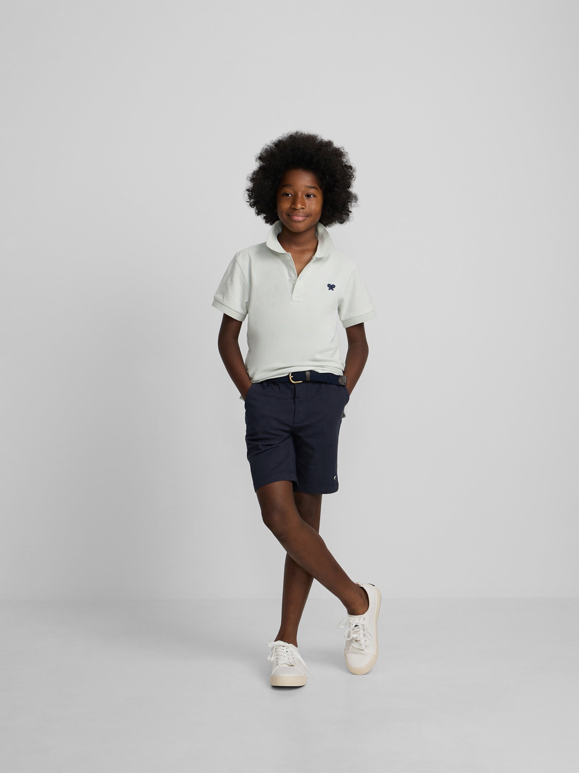 Polo kids liso logo rizo verde claro
