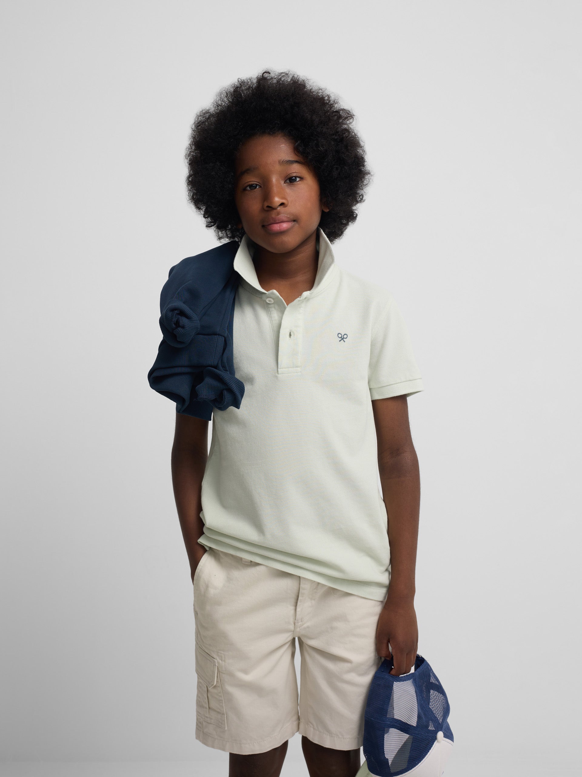 Polo kids raqueta etnica verde