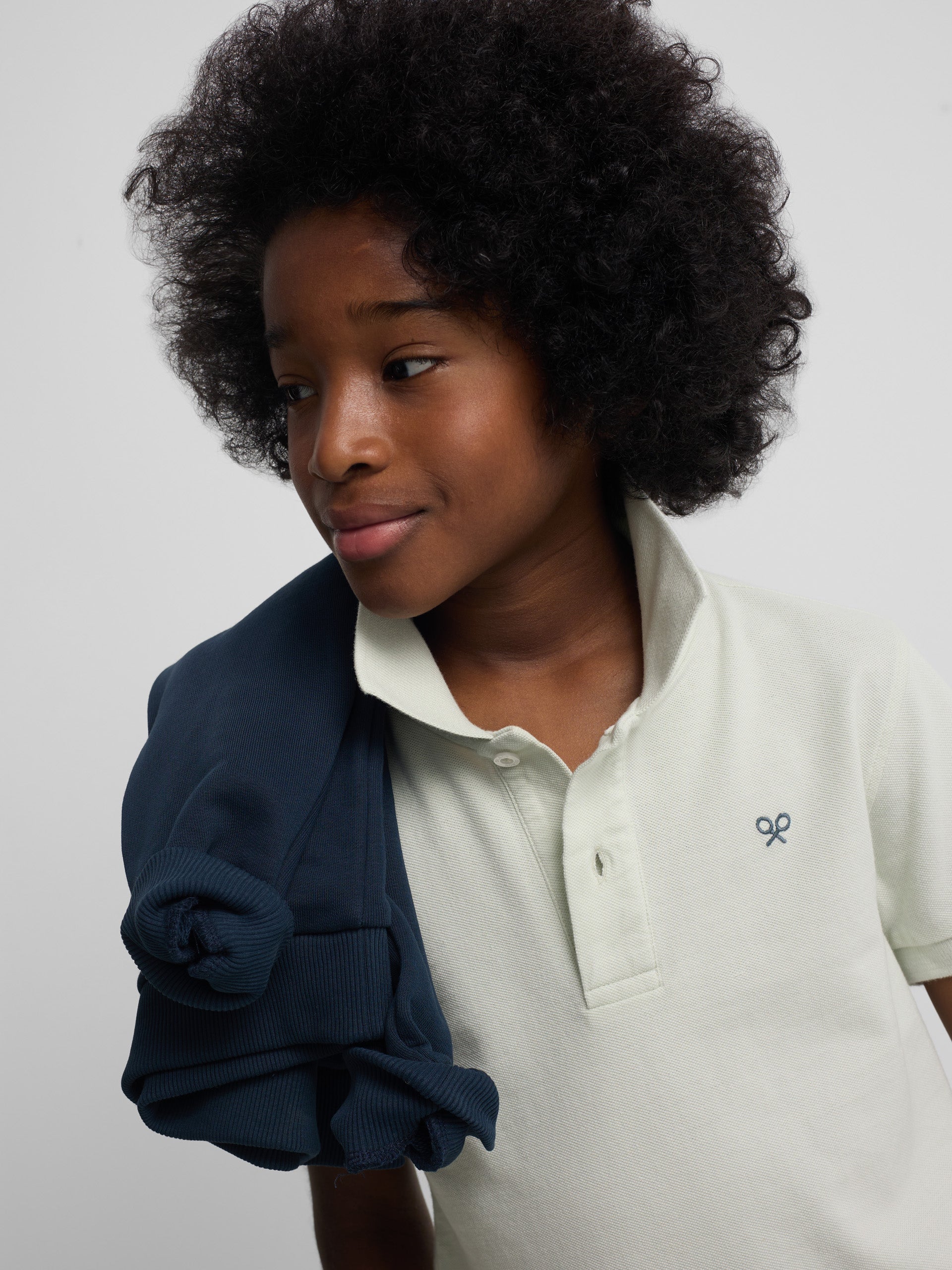 Polo kids raqueta etnica verde