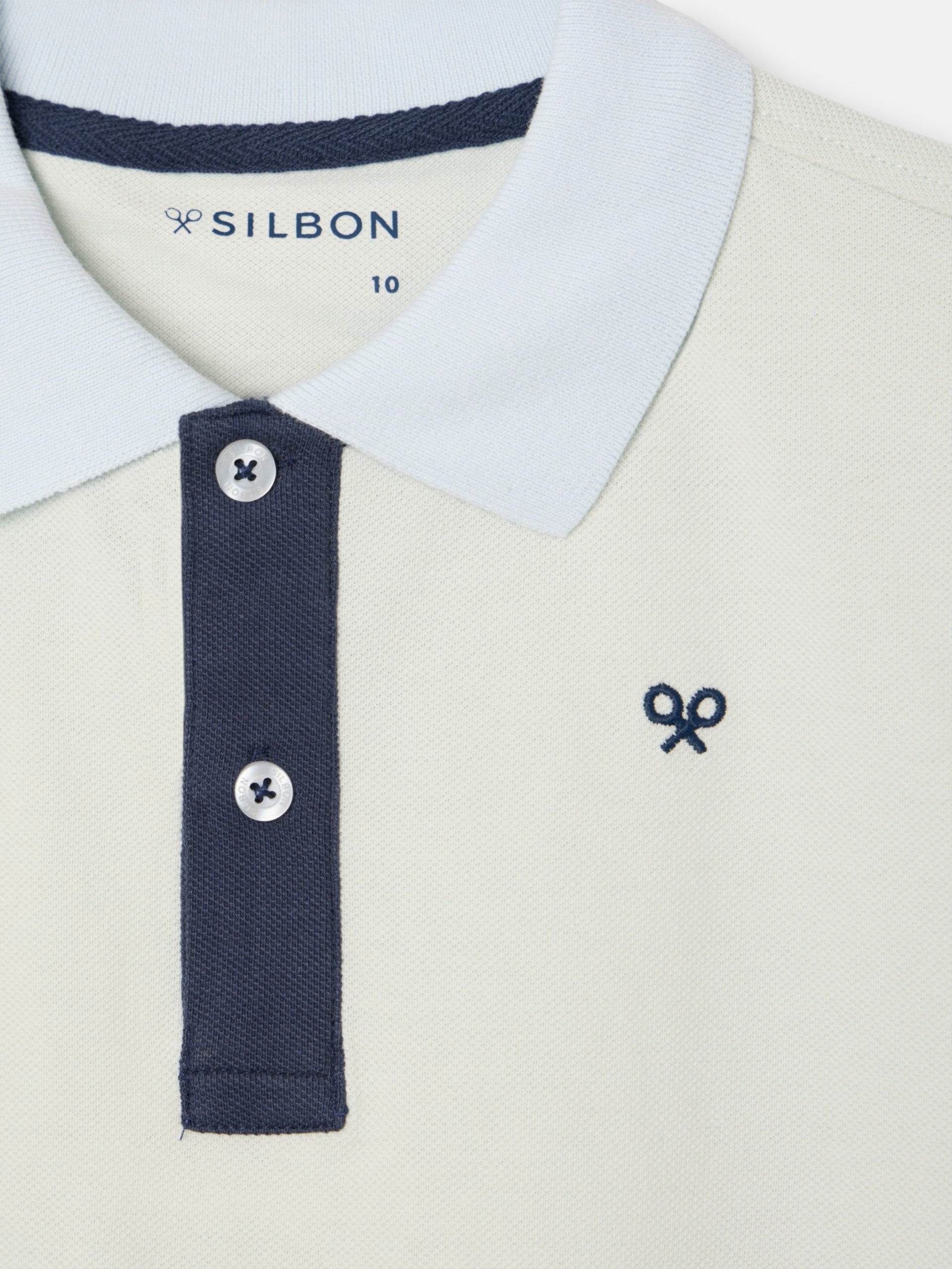 Polo enfant à liseré multicolore vert clair