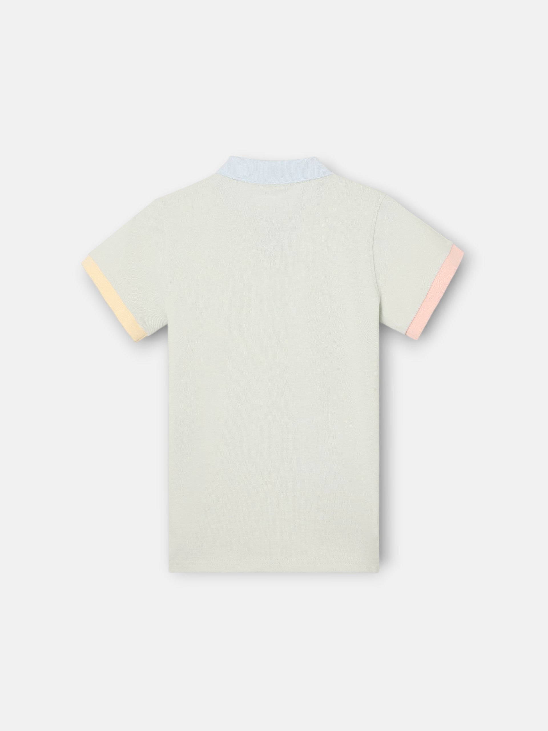 Polo enfant à liseré multicolore vert clair