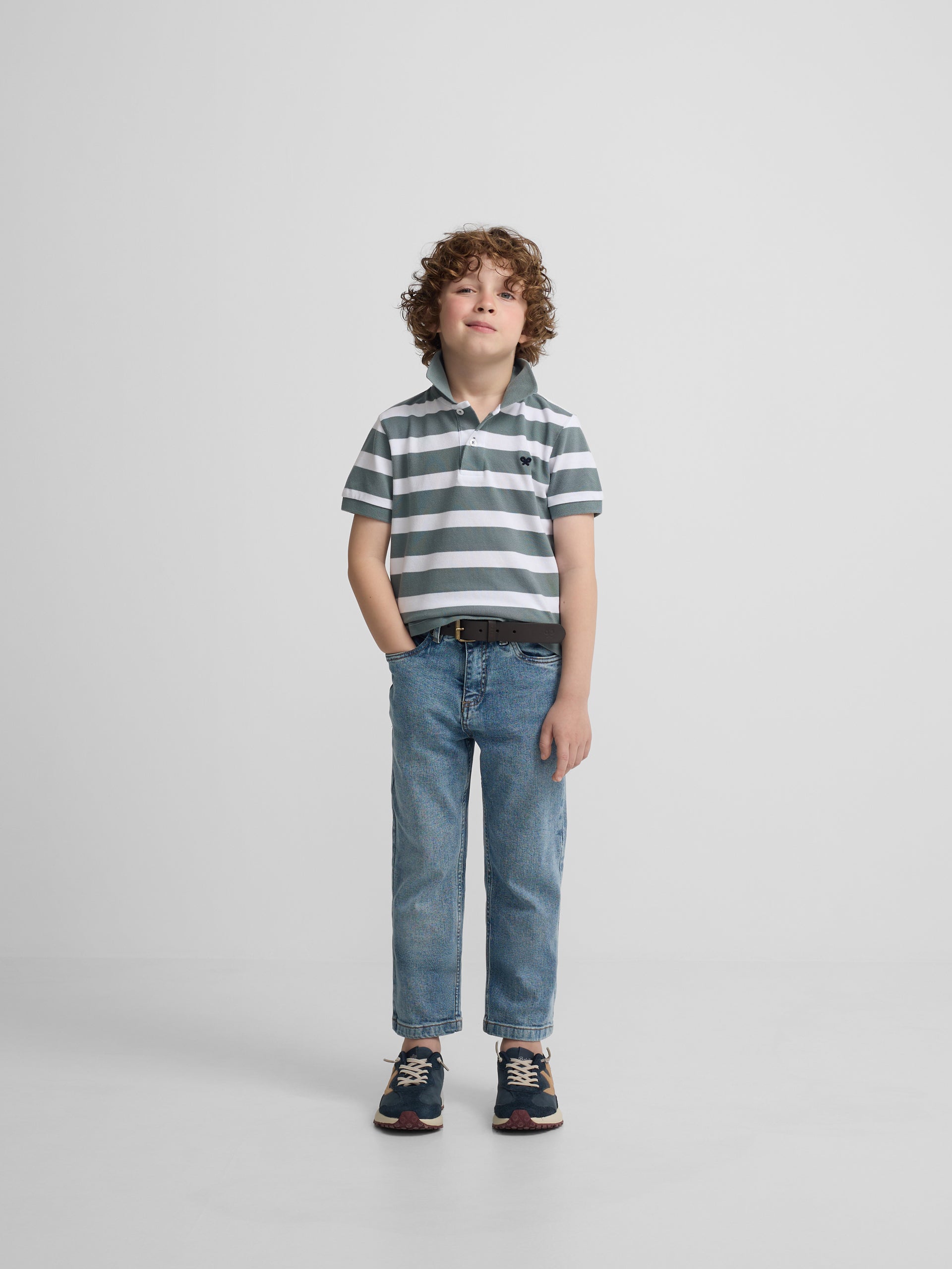Polo kids rayas blanco verde