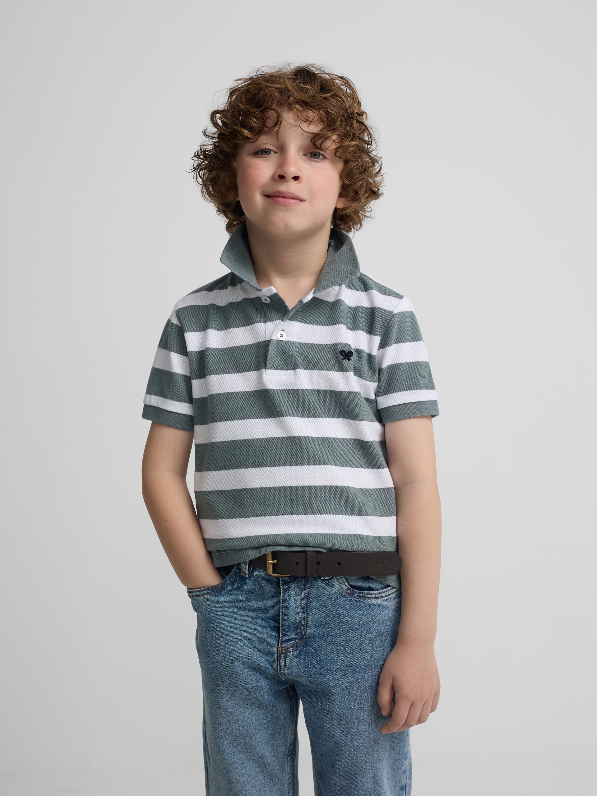 Polo kids rayas blanco verde