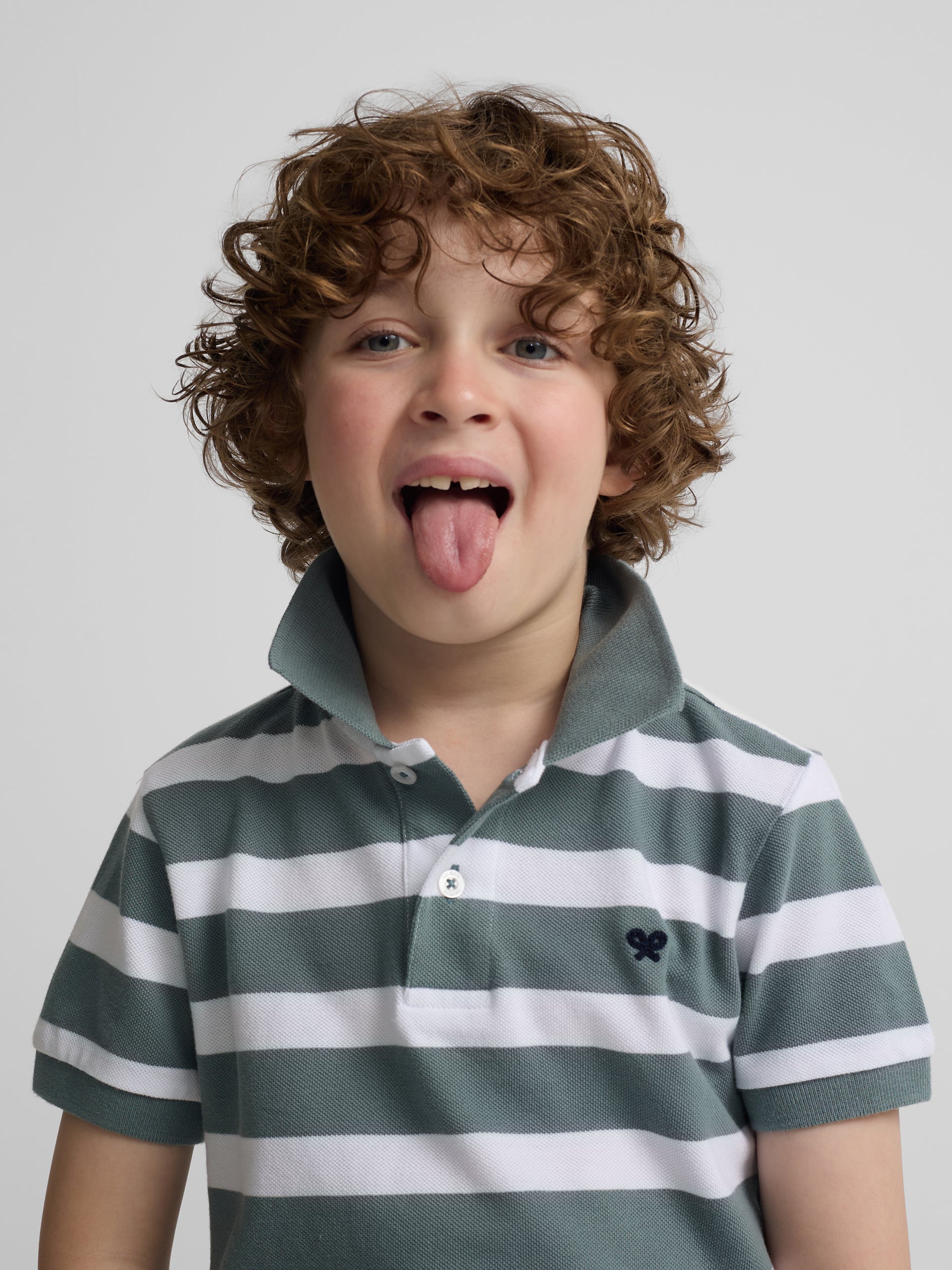 Polo kids rayas blanco verde
