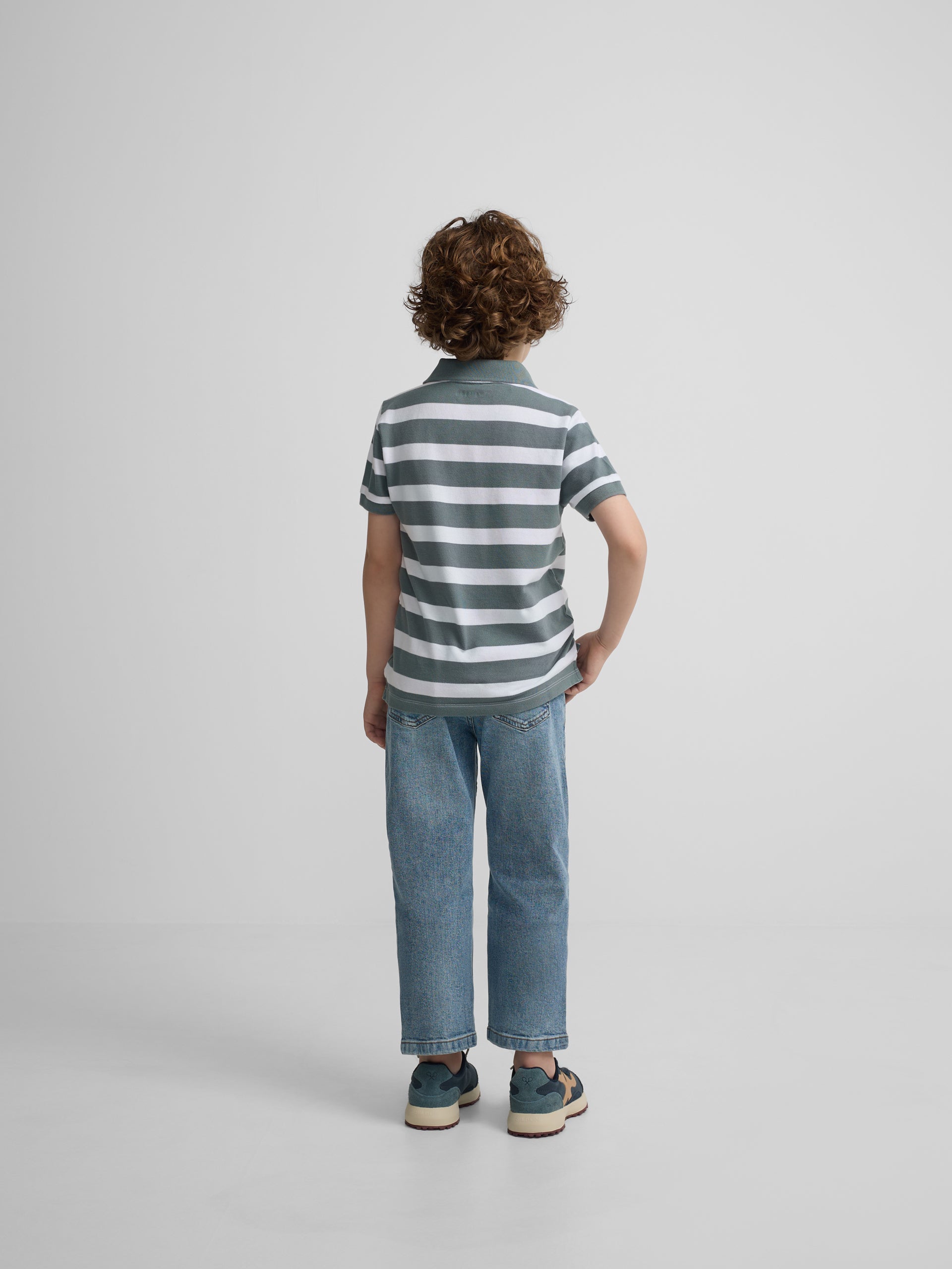 Polo kids rayas blanco verde
