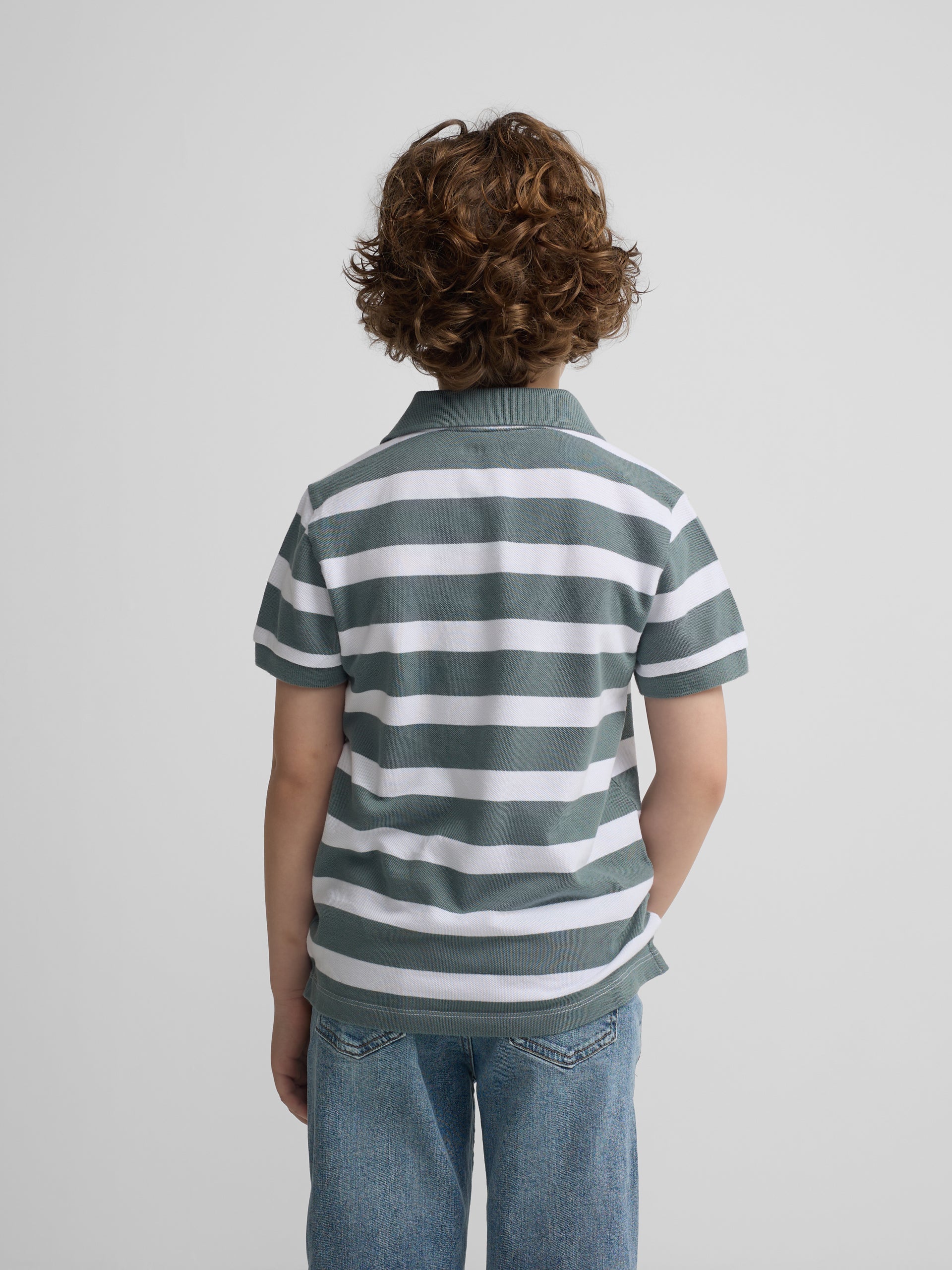 Polo kids rayas blanco verde