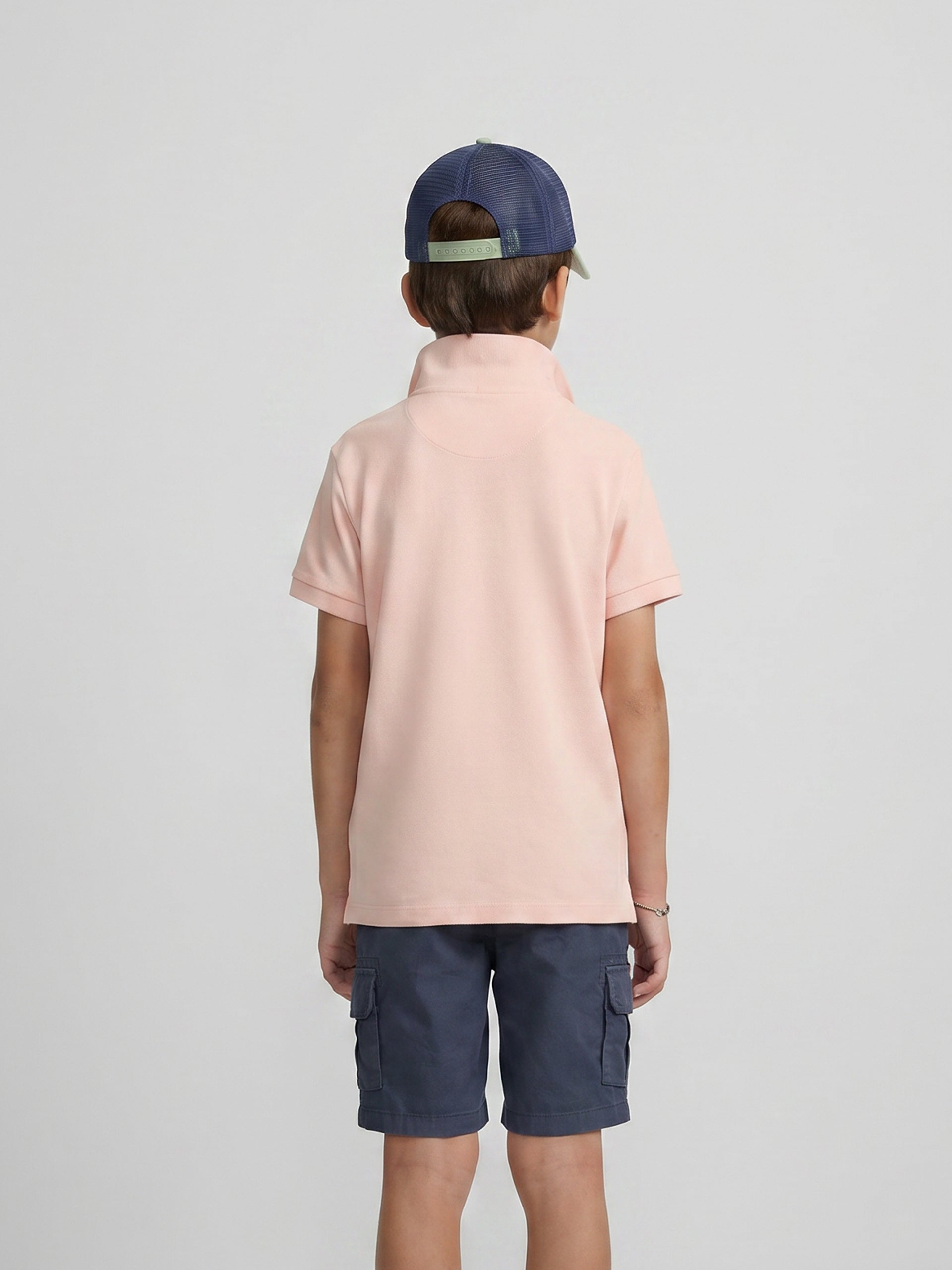 Polo kids liso logo rizo coral
