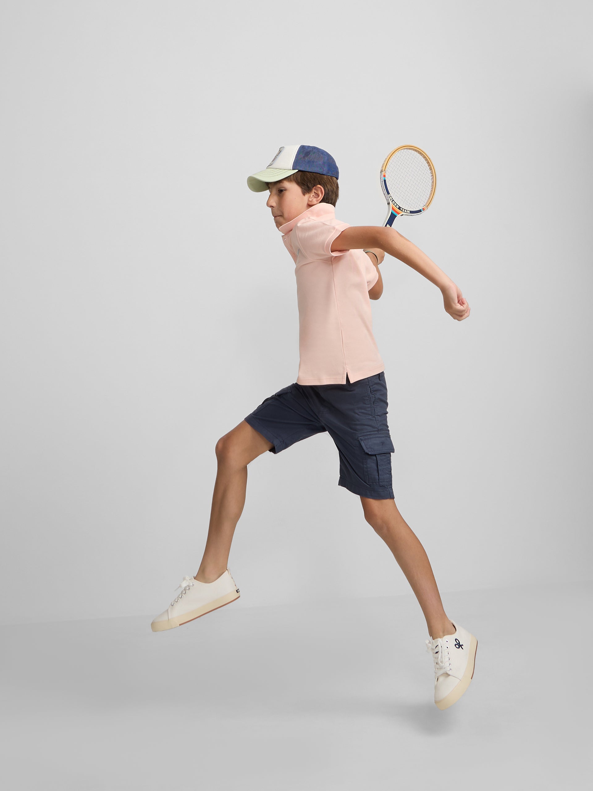 Polo kids liso logo rizo coral