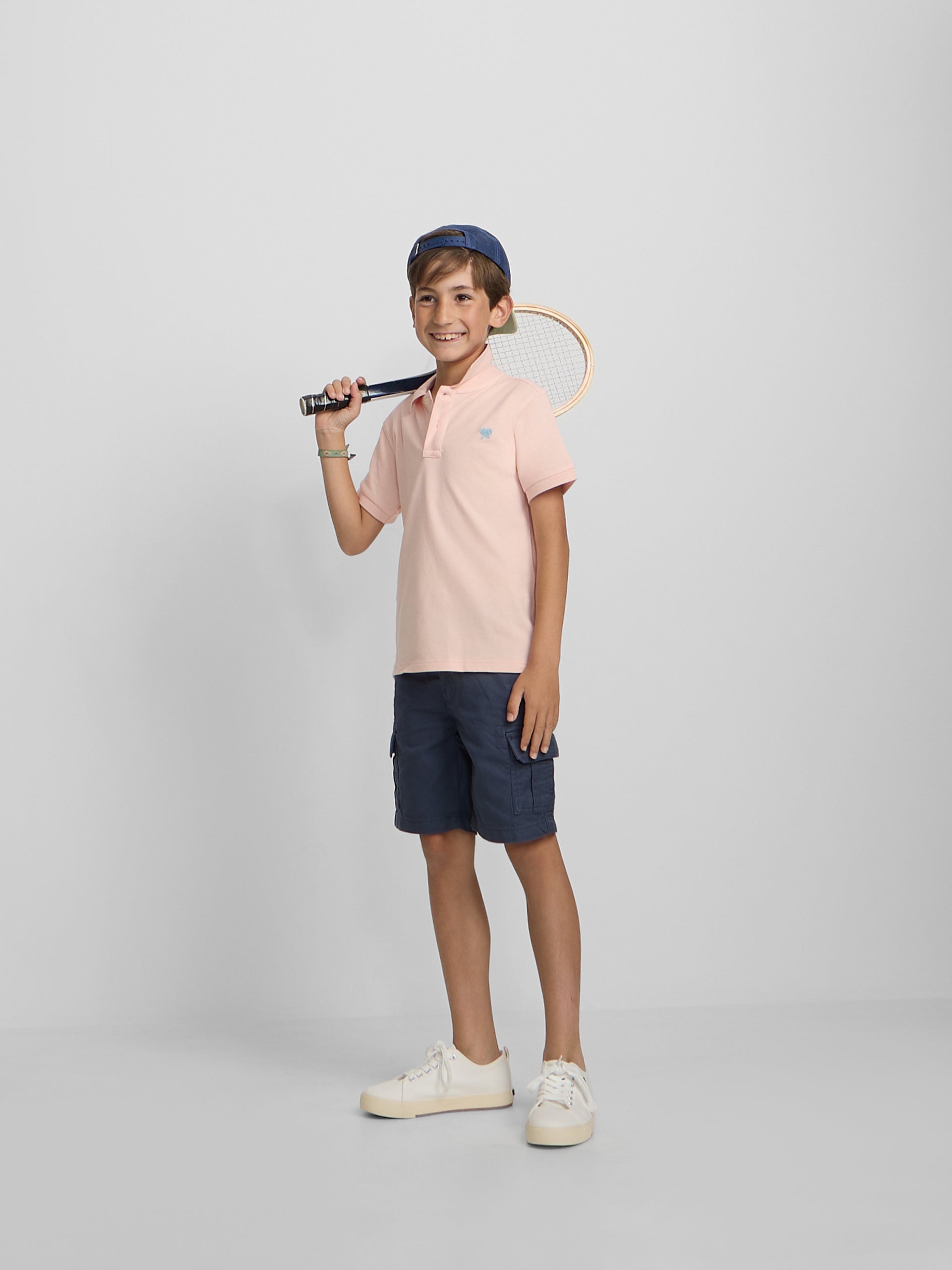 Polo kids liso logo rizo coral