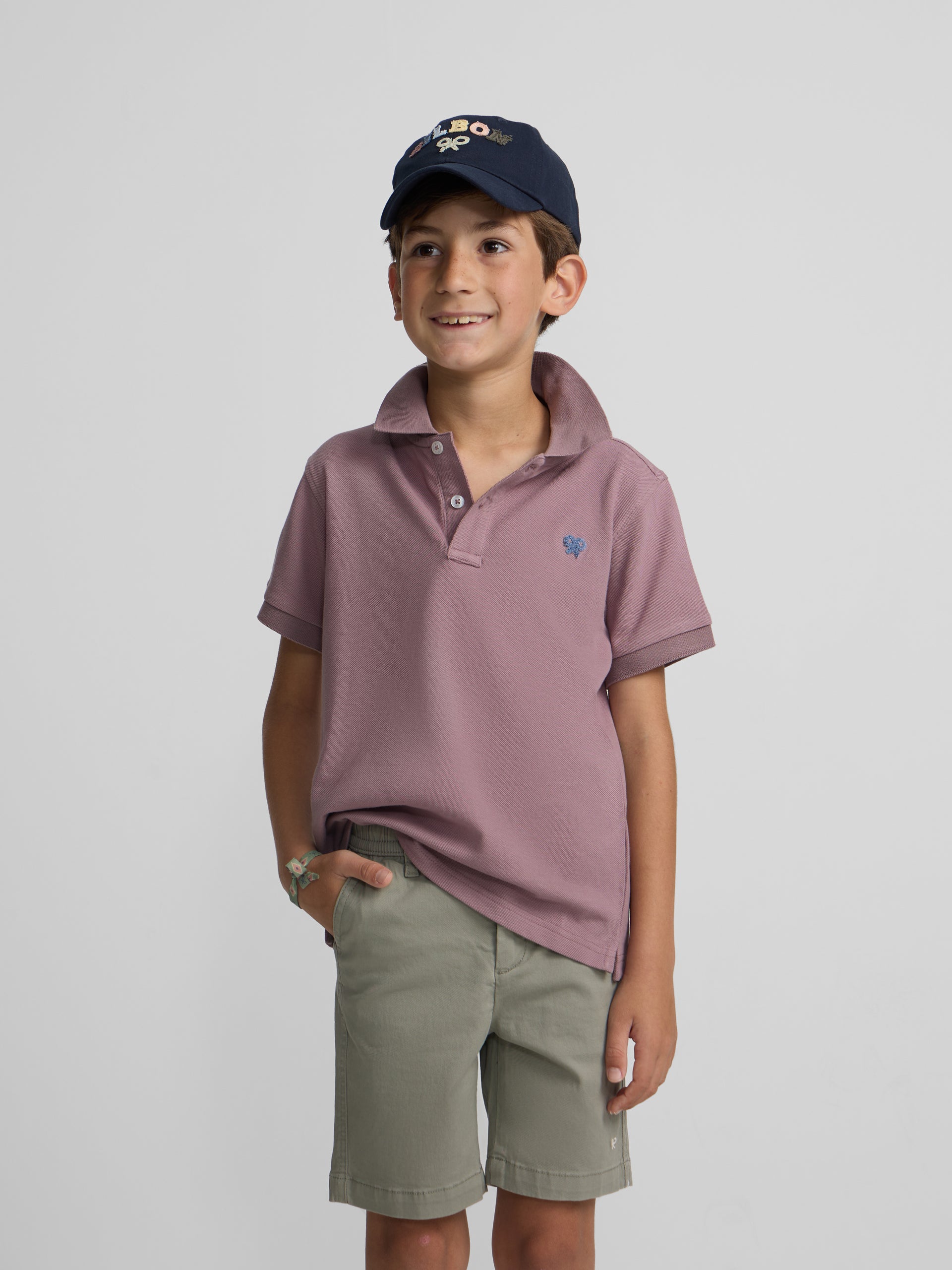 Polo kids liso logo rizo burdeos