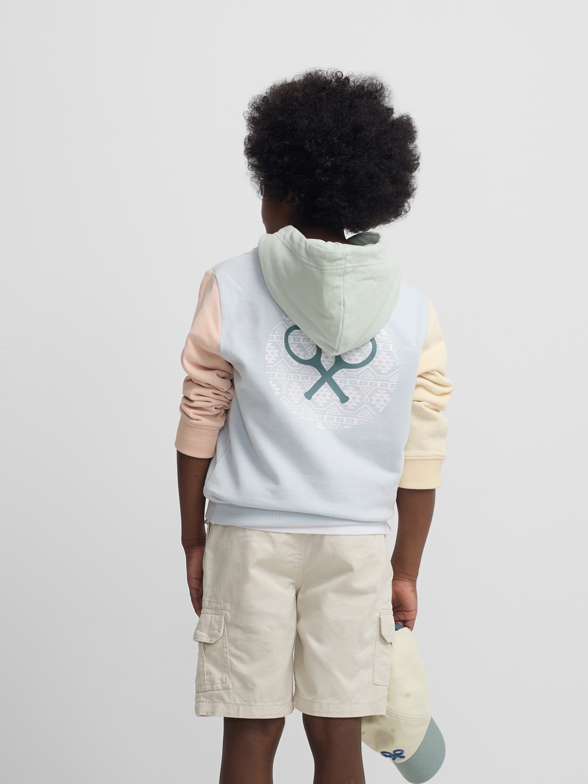 Sweatshirt kids com capuz multicolor celeste