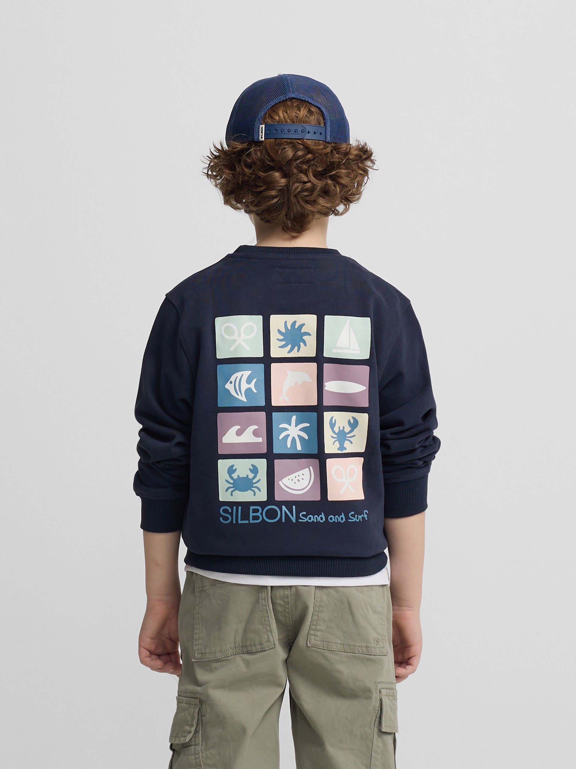 Sudadera kids sand and surf azul marino