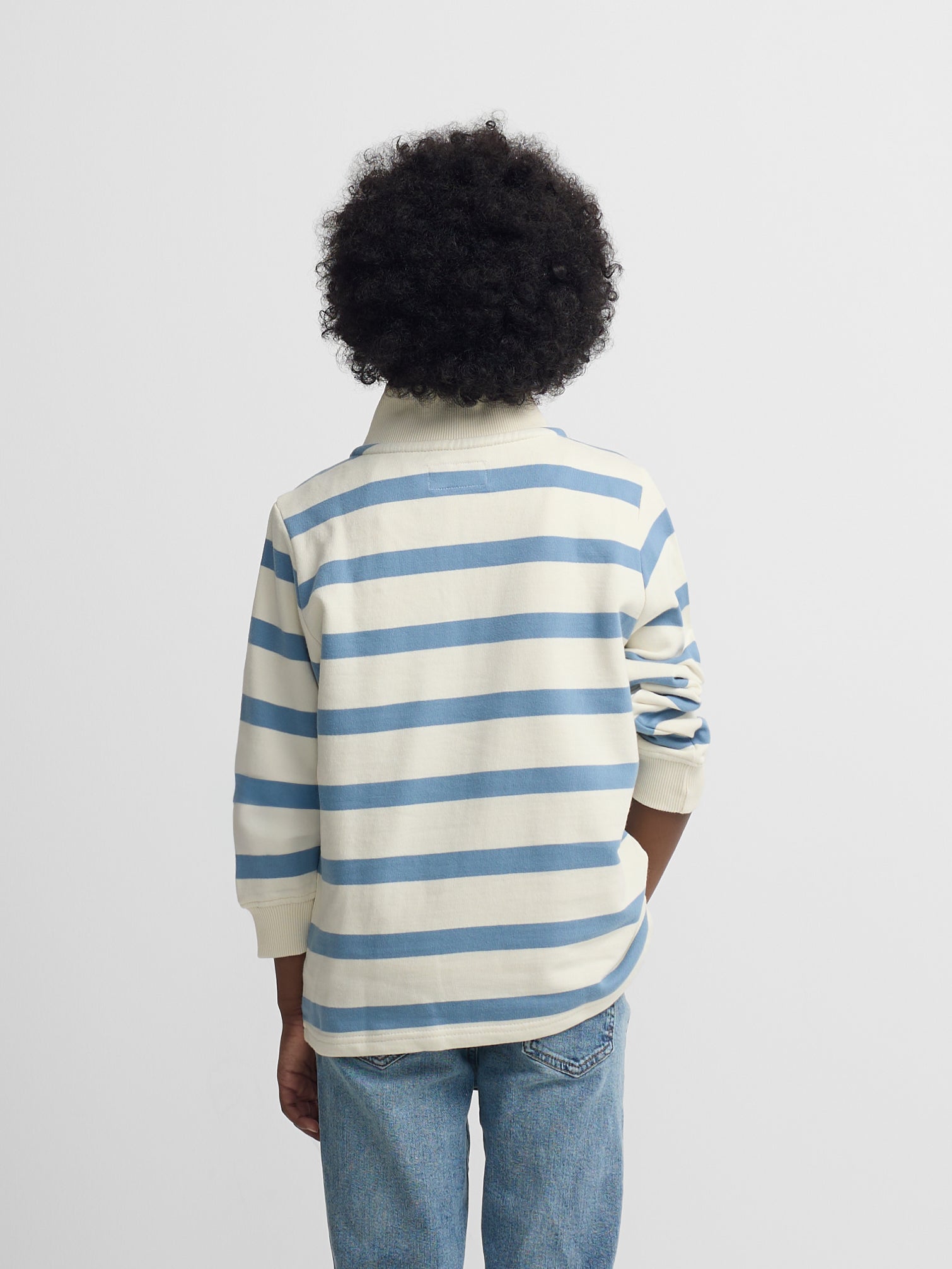 Sudadera kids media cremallera rayas azul