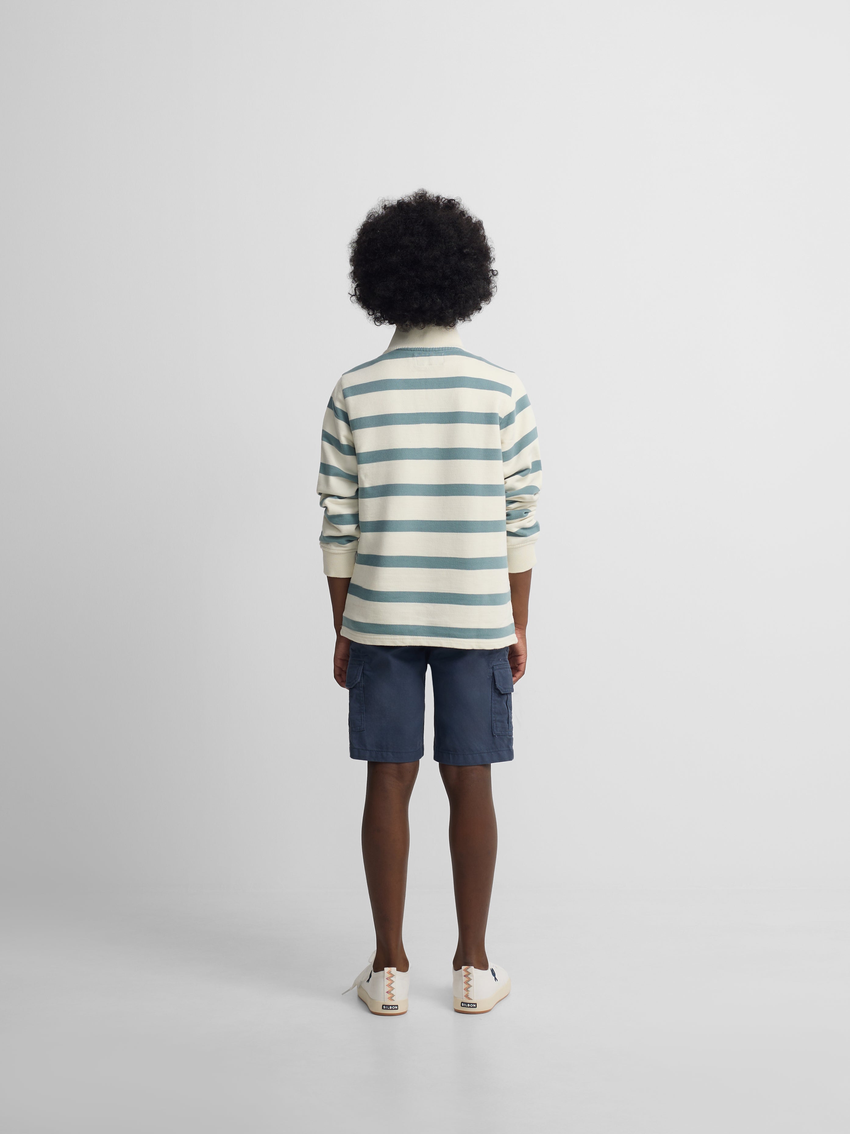 Sweatshirt kids meia fecho riscas verde