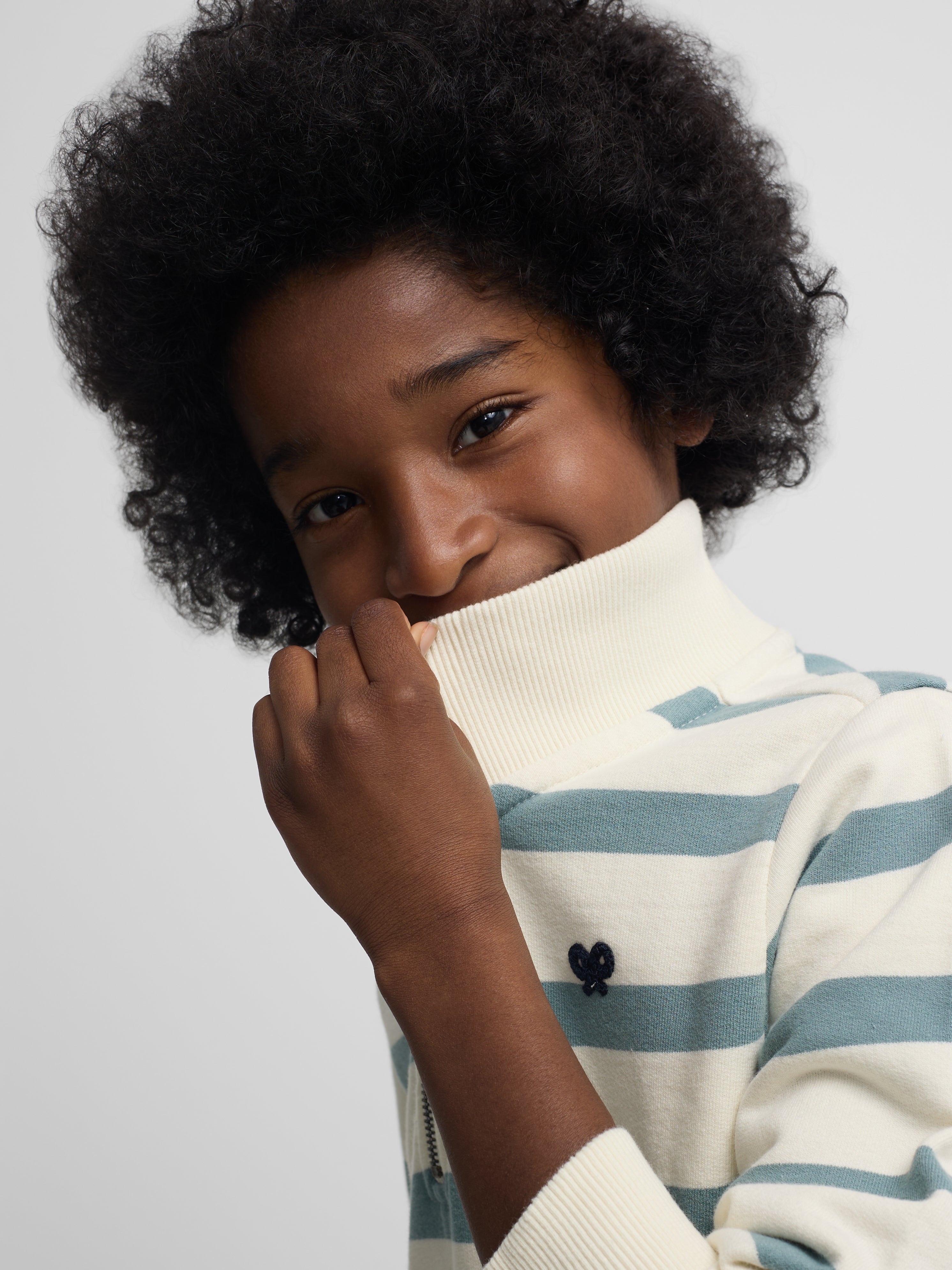 Sweatshirt kids meia fecho riscas verde