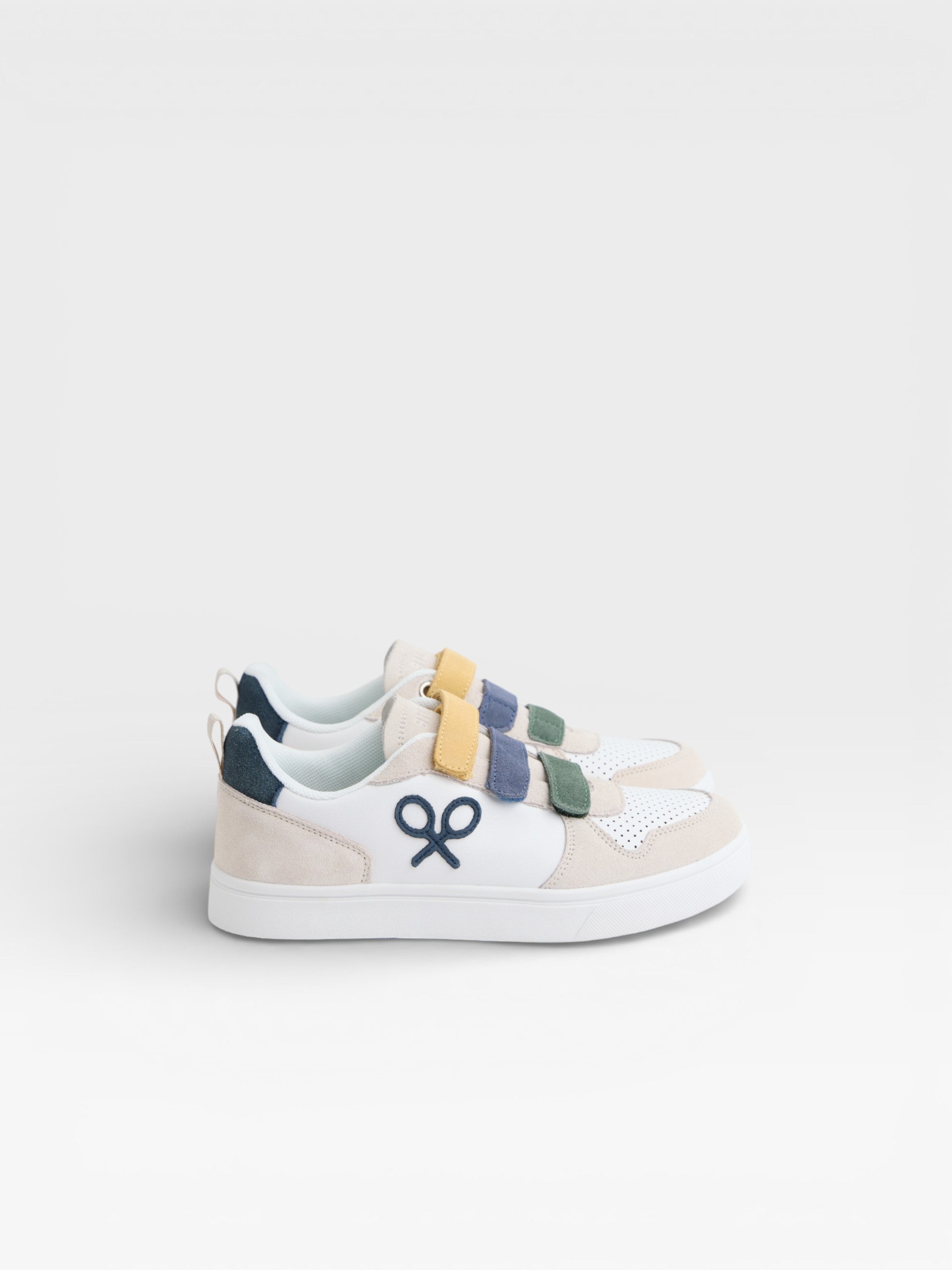 Kids multicolor cream velcro sneaker