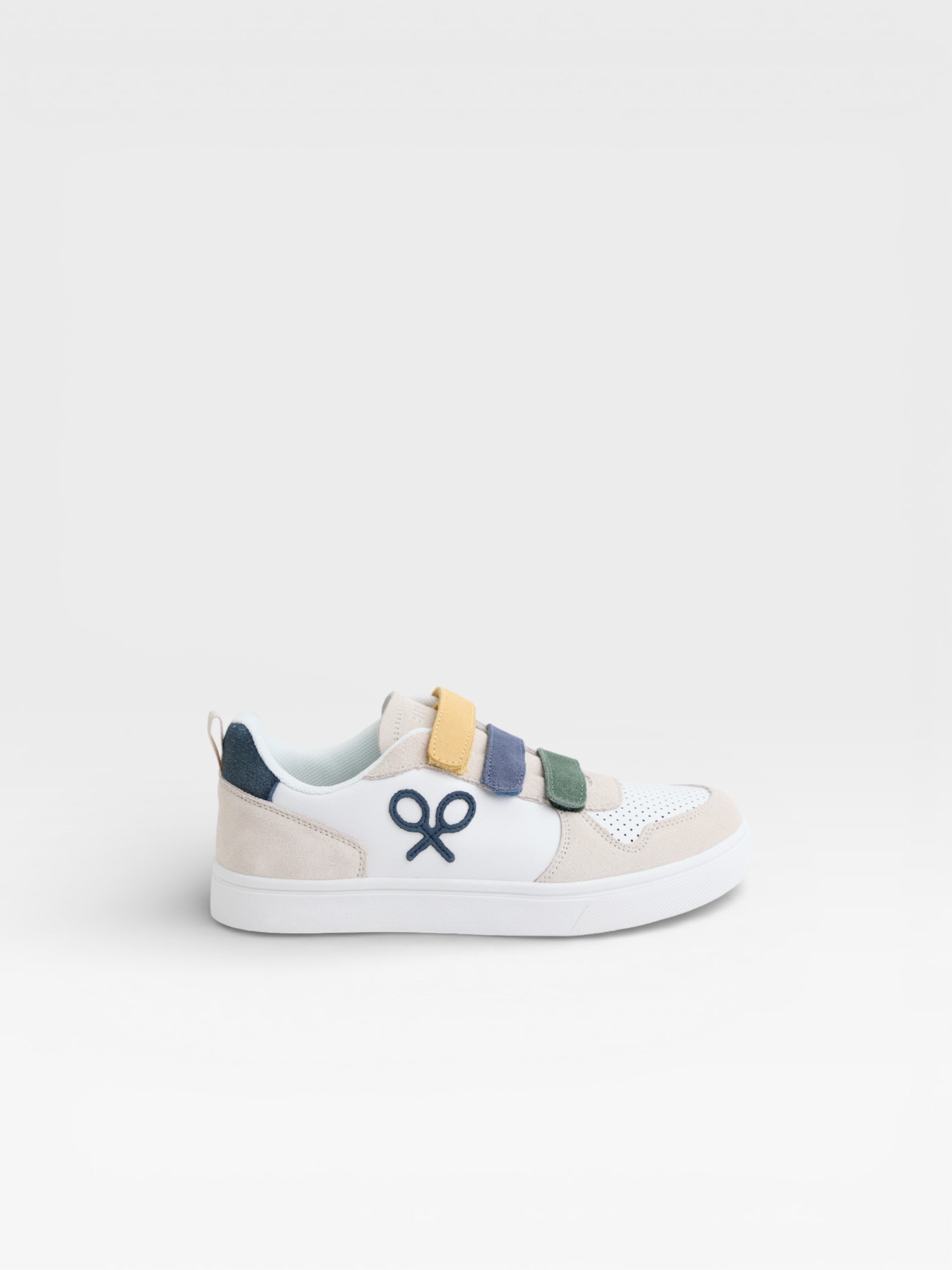 Kids multicolor cream velcro sneaker