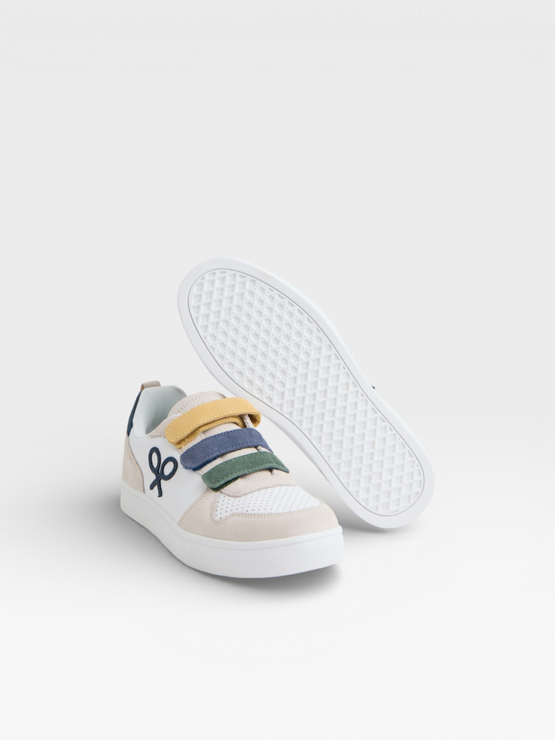 Kids multicolor cream velcro sneaker