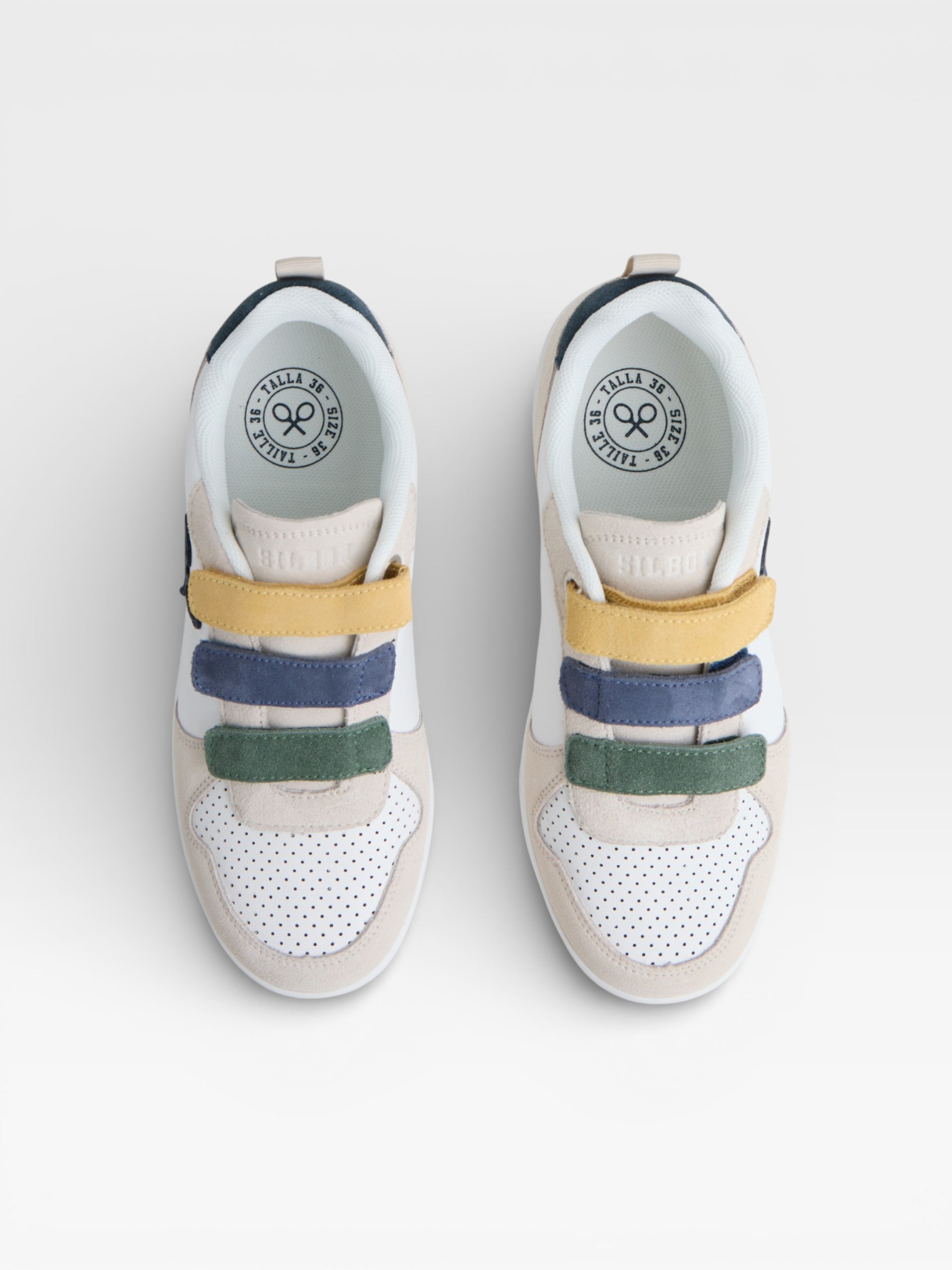 Kids multicolor cream velcro sneaker