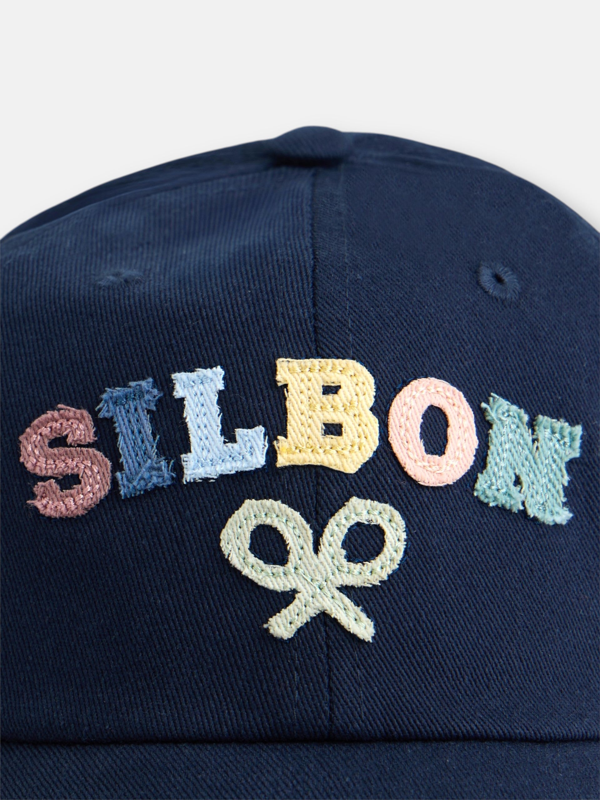 Kids cap with multicolor letters navy blue
