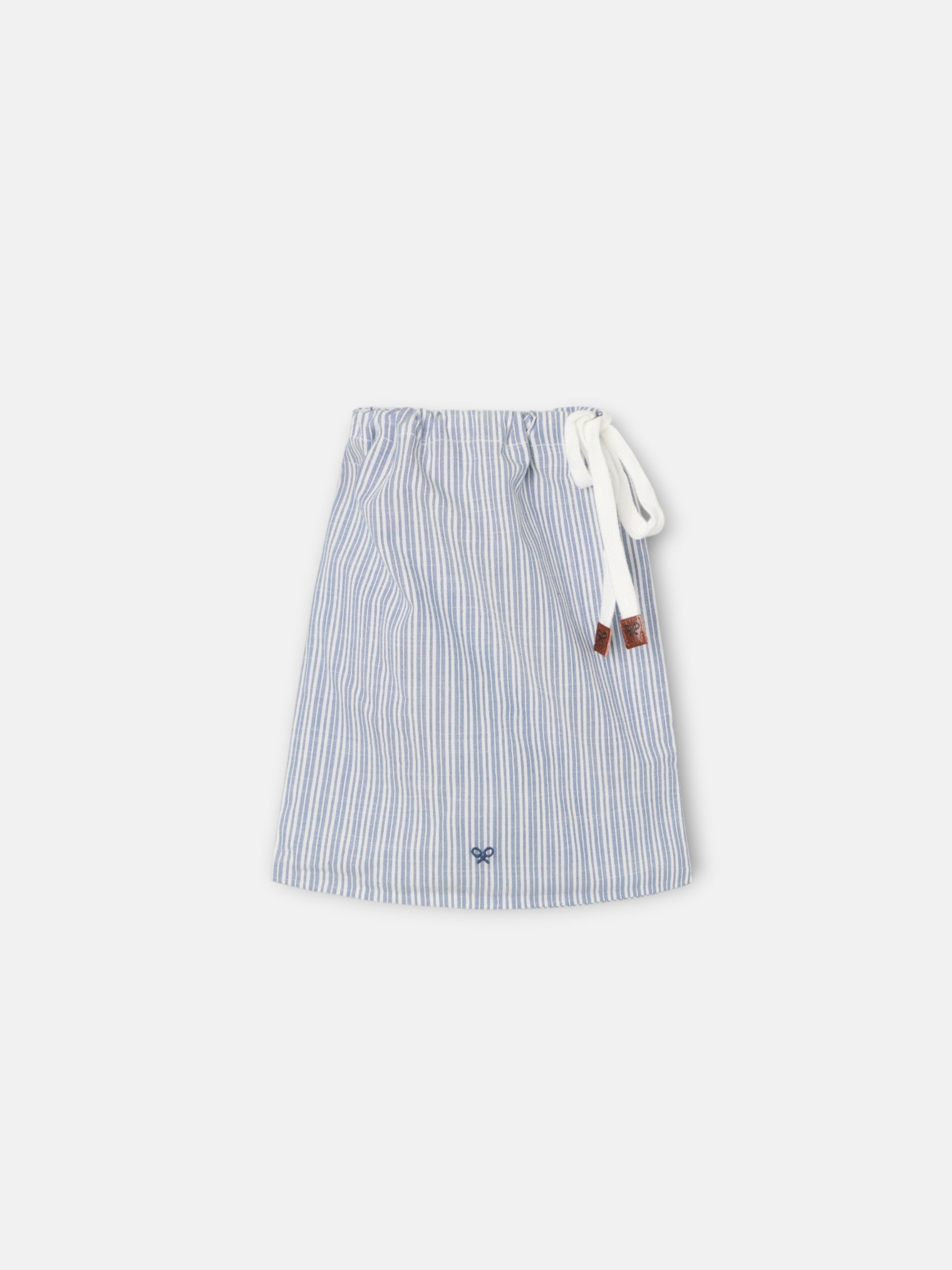 Pijama kids corto bolsillo rayas azul gris