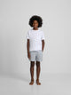Pijama kids corto bolsillo rayas azul gris